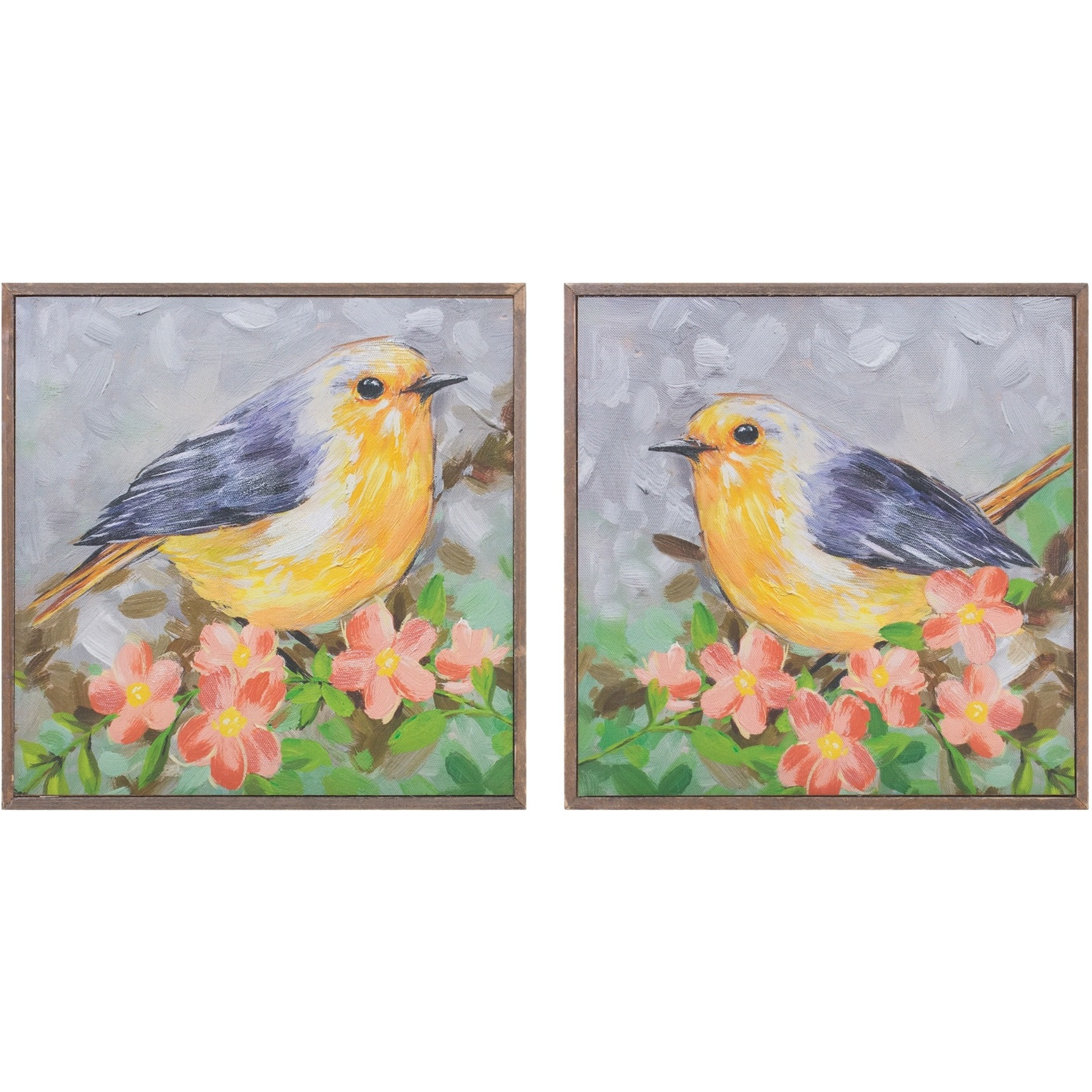 Framed Bird Canvas Block (Set of 4)