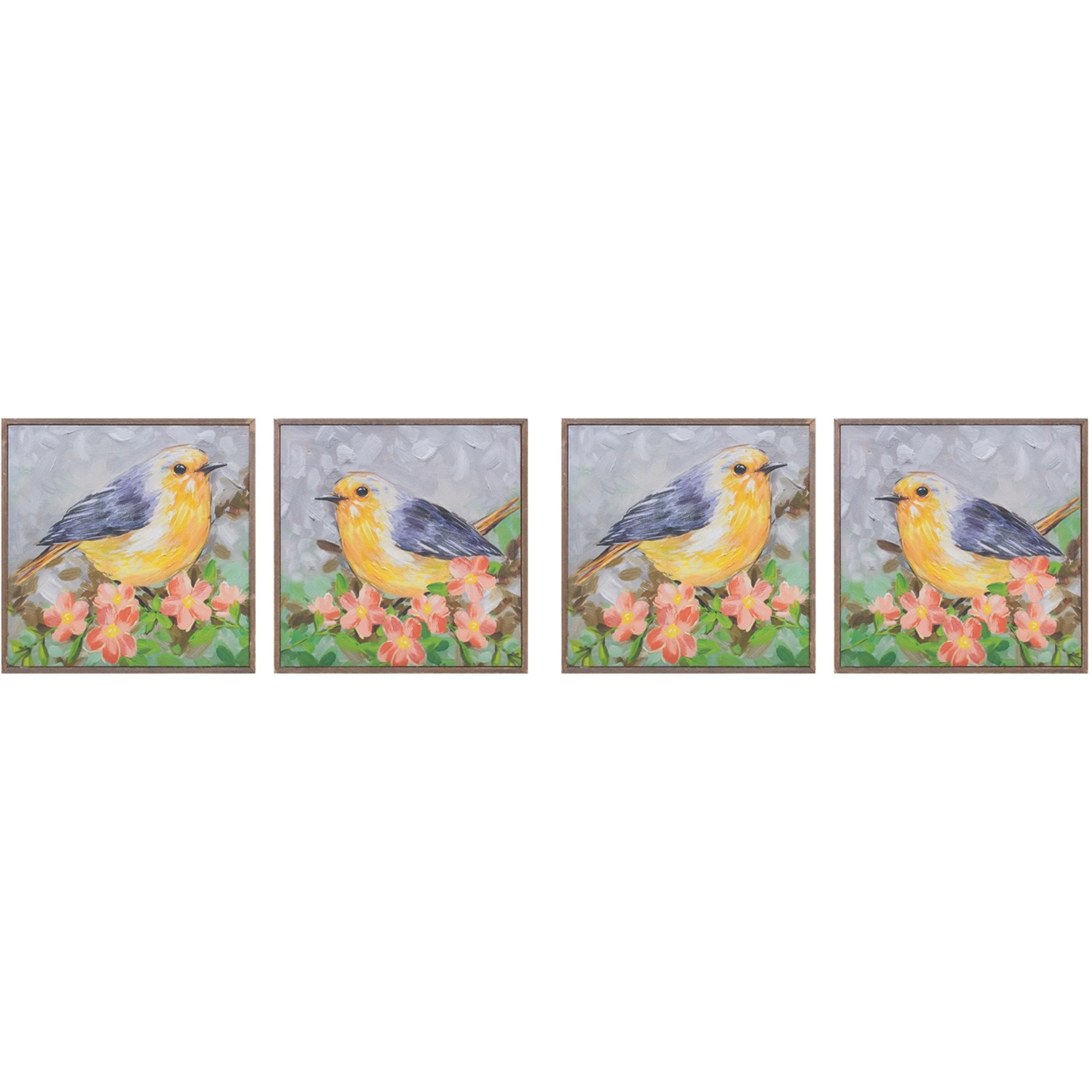 Framed Bird Canvas Block (Set of 4)