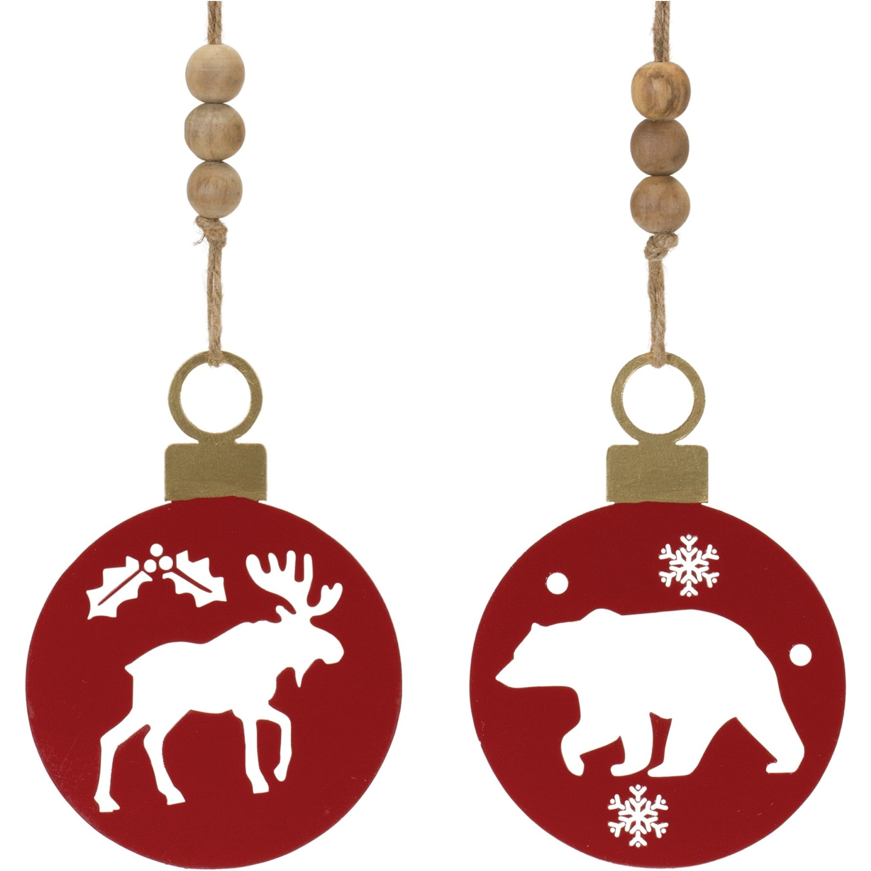 Metal Cut Out Bear and Moose Ornament (Set of 12)