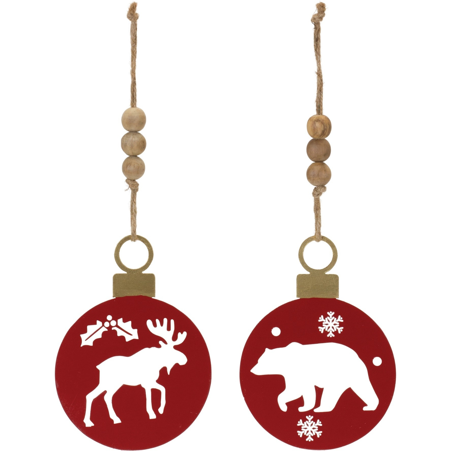 Metal Cut Out Bear and Moose Ornament (Set of 12)