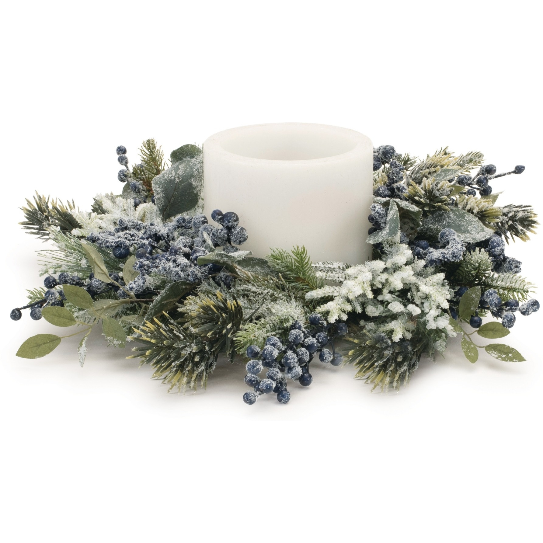 Frosted Blueberry Pine Candle Ring 18&quotD