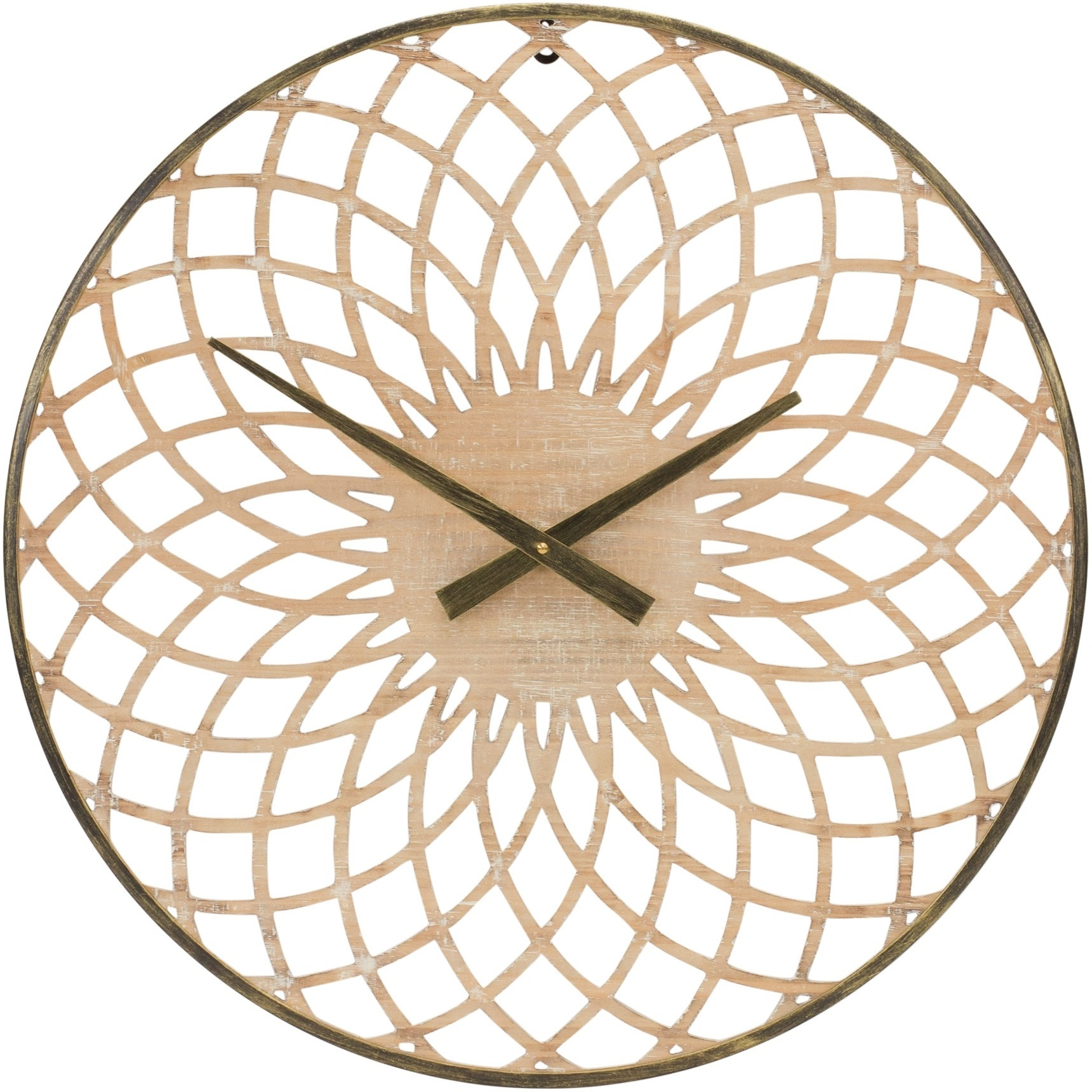 Round Lattice Wood Wall Clock 23.75&quotD