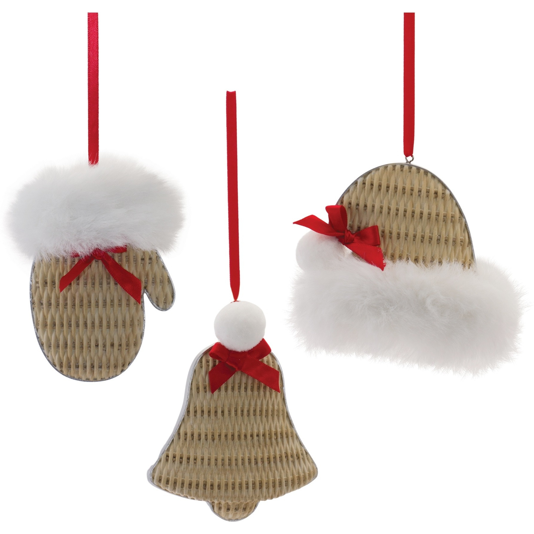 Cozy Mitten Hat and Bell Ornament (Set of 12)