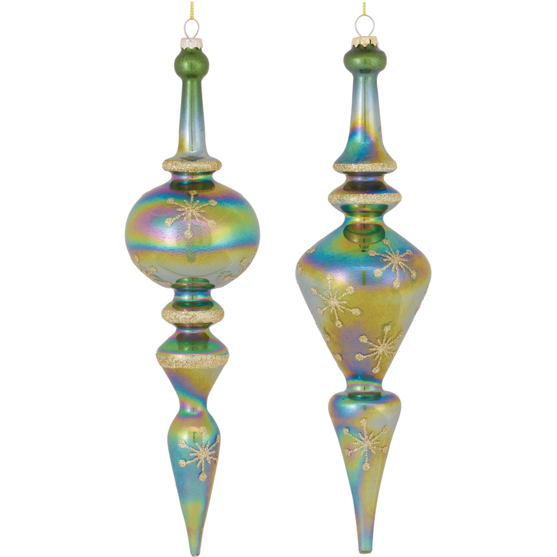 Irredescent Glass Finial Drop Ornament (Set of 6)