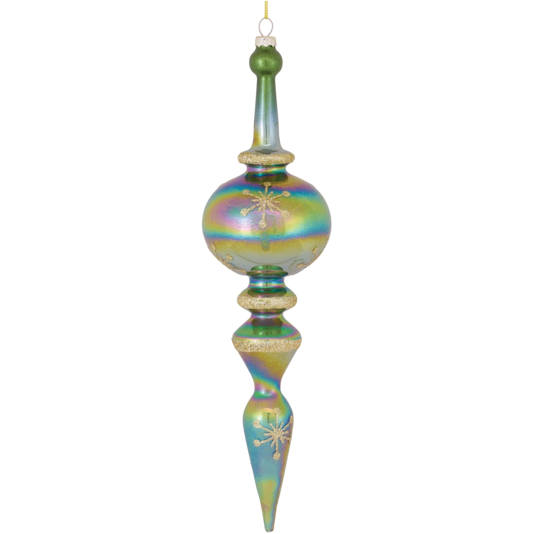 Irredescent Glass Finial Drop Ornament (Set of 6)