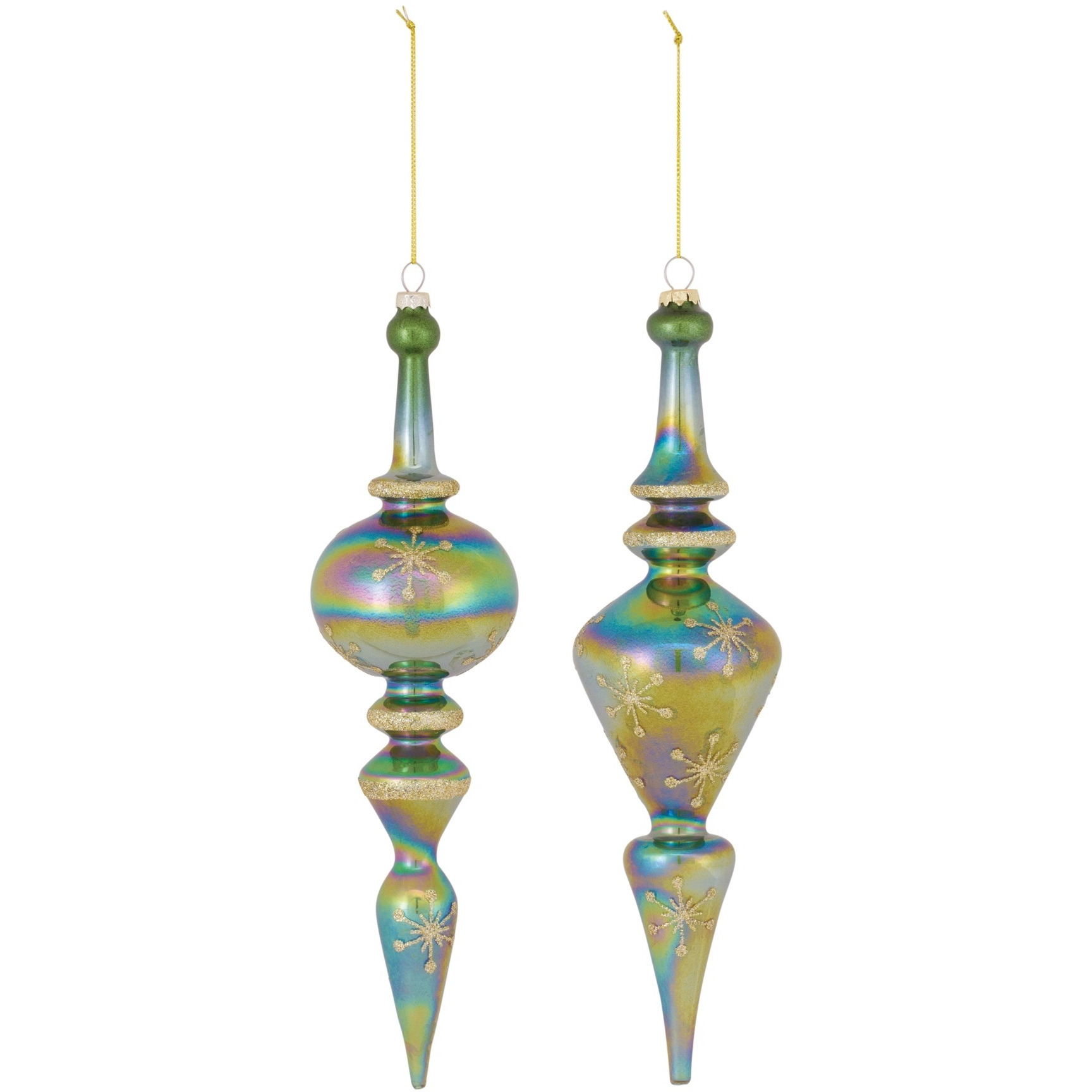 Irredescent Glass Finial Drop Ornament (Set of 6)