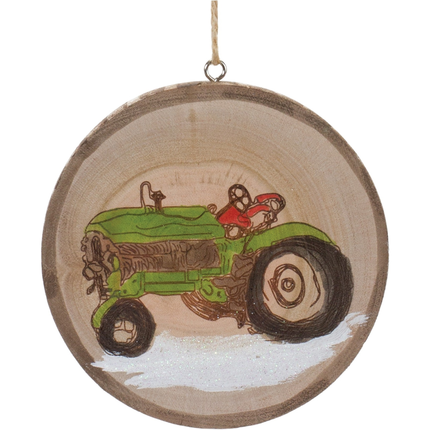 Wood Farm Tree Disc Ornament (Set of 12)