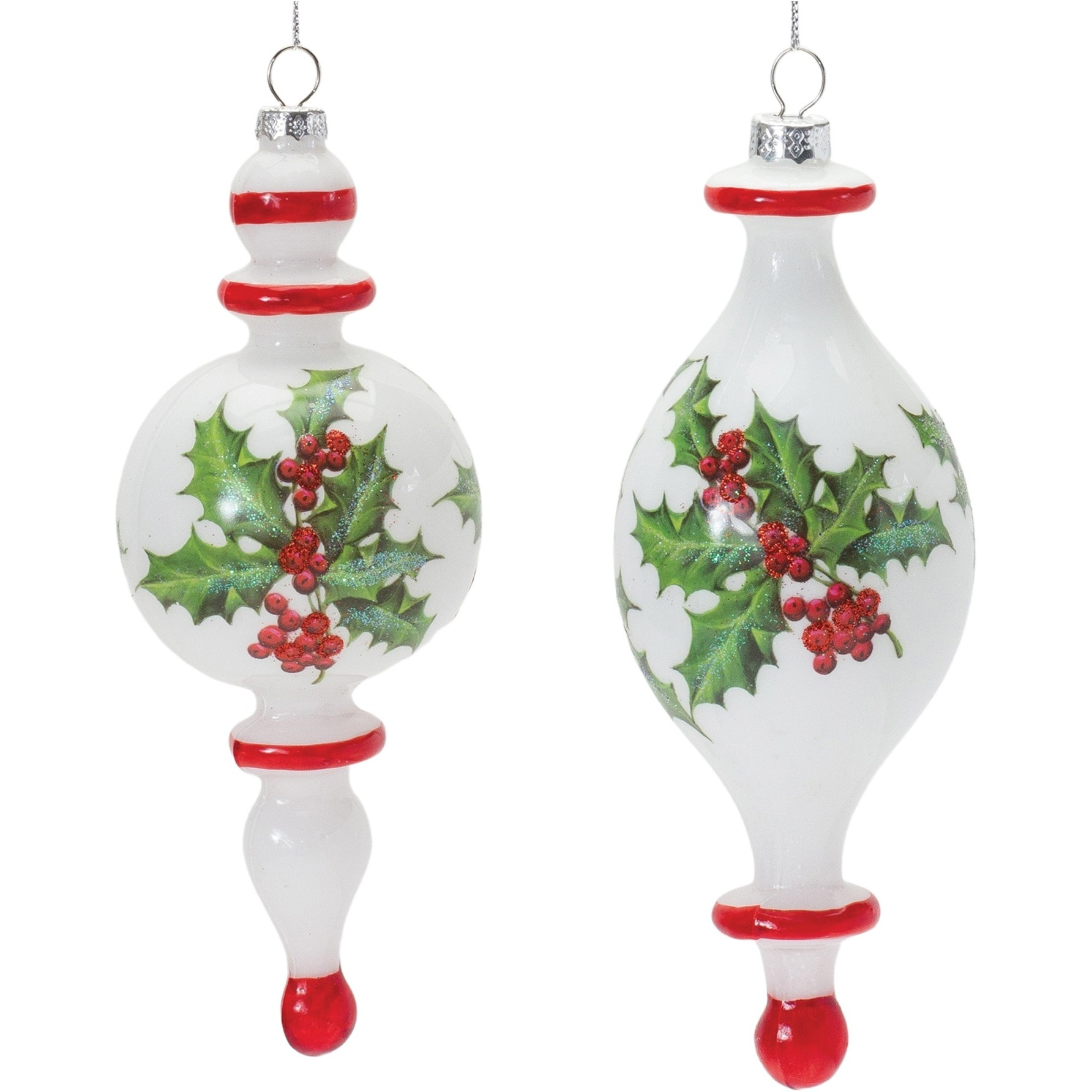 Holly Finial Drop Ornament (Set of 6)