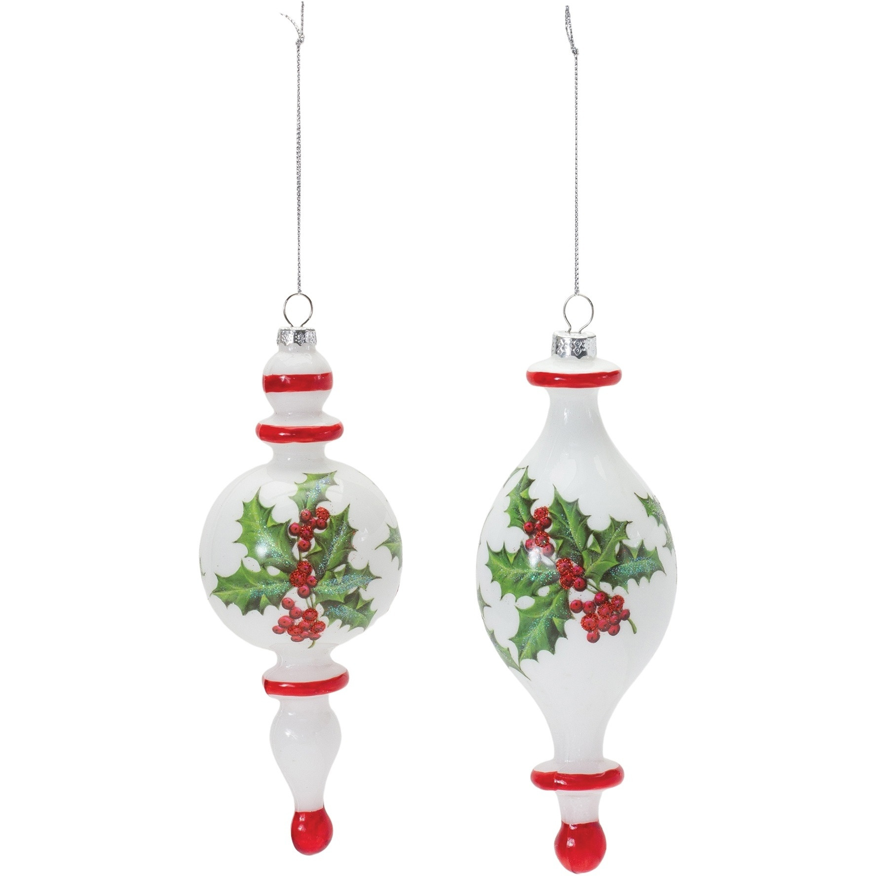 Holly Finial Drop Ornament (Set of 6)