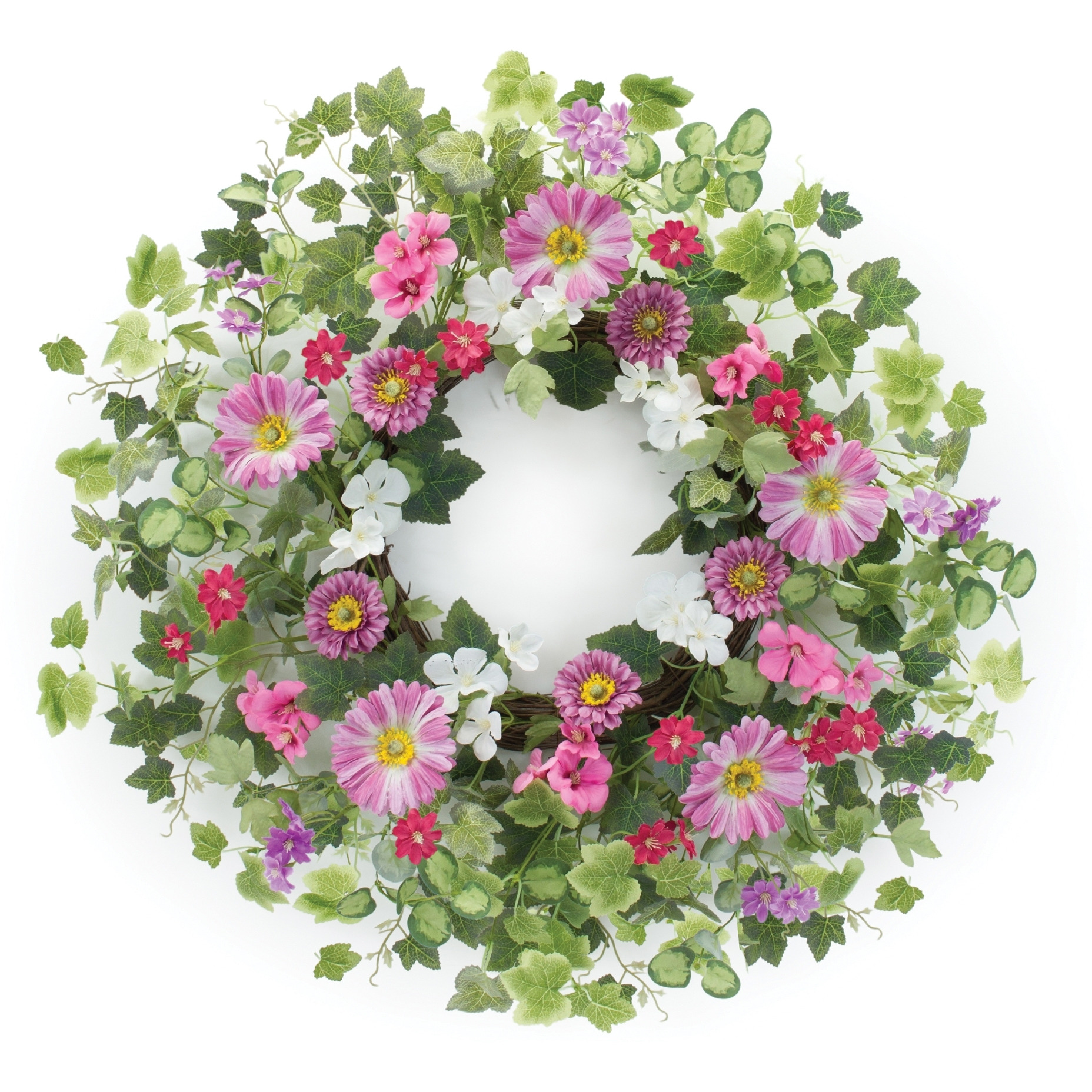Mixed Floral and Ivy Leaf Wreath 24.5&quotD