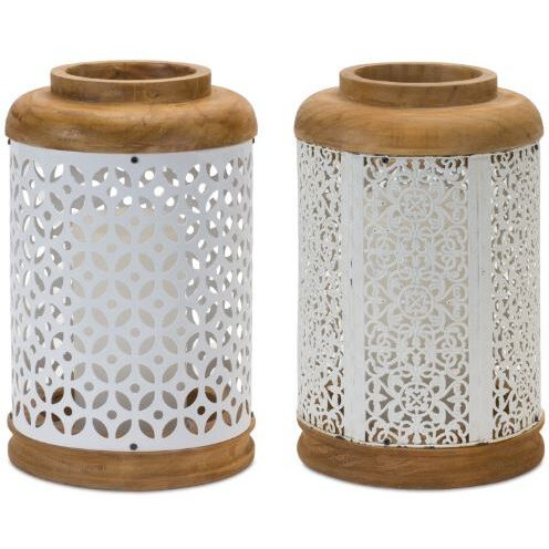 Geometric Punched Metal Lantern (Set of 2)
