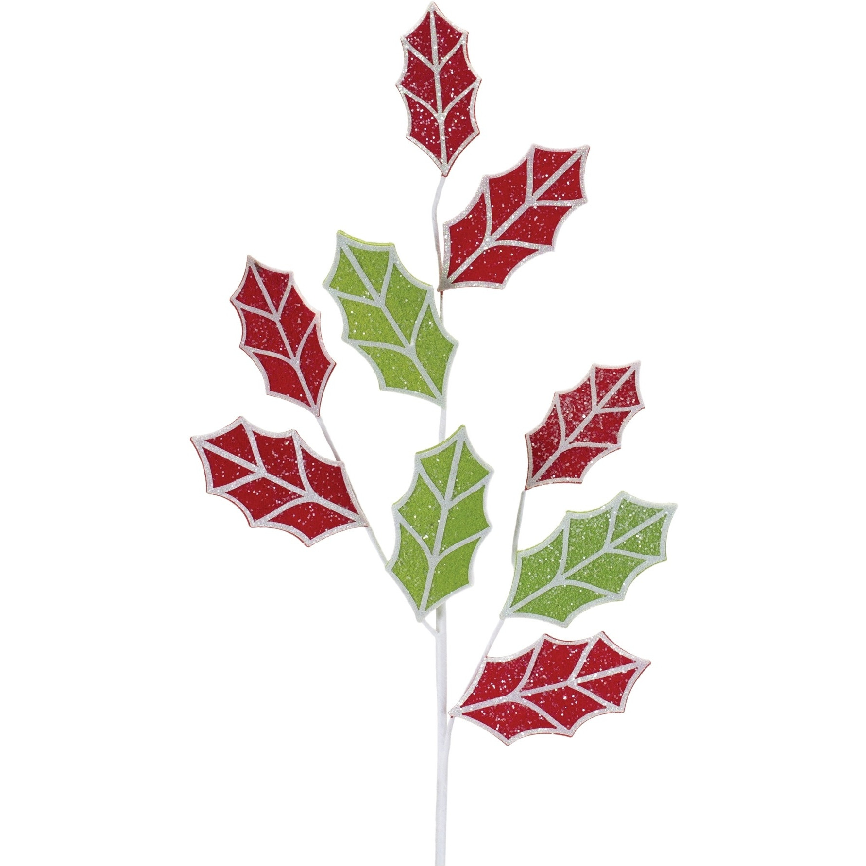 Glittered Fabric Holly Spray (Set of 6)