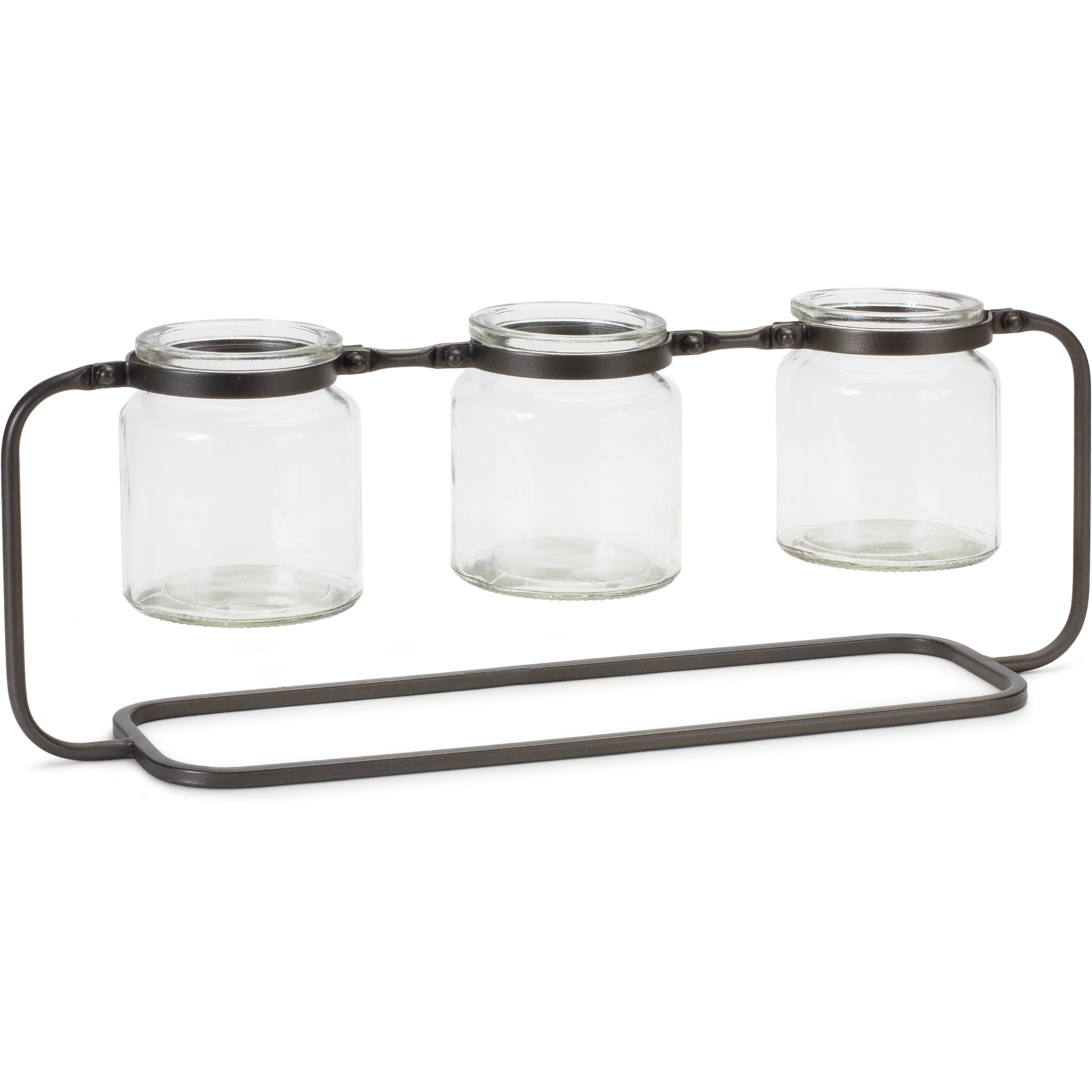 Bottle Vases in Iron Stand 19.75&quotL