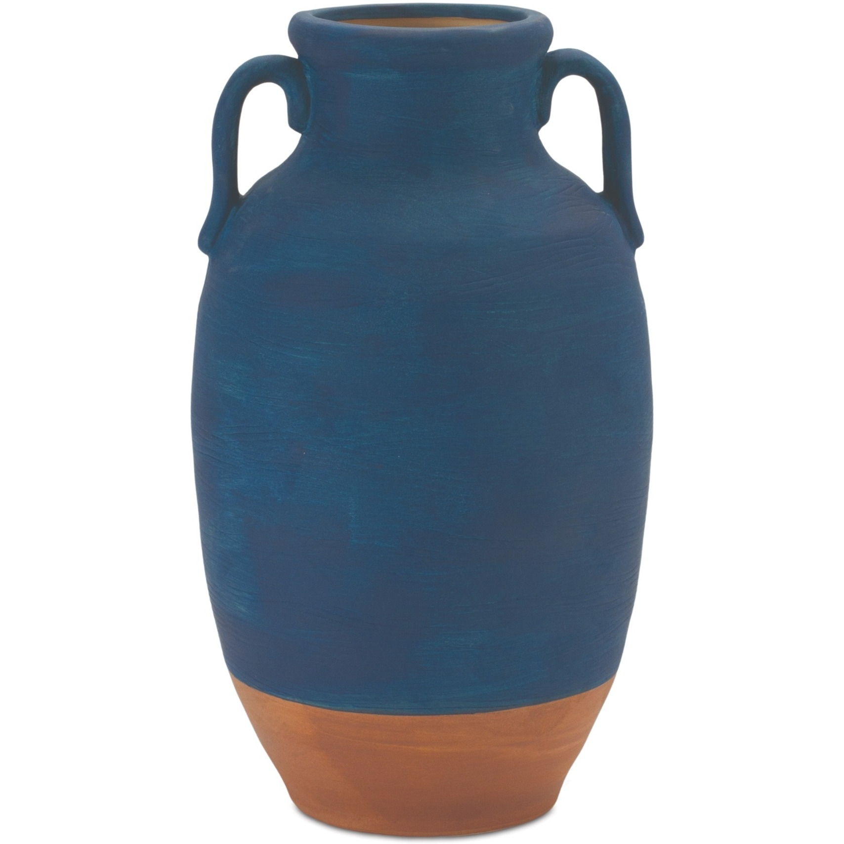 Ceramic Urn Vase with Terra Cotta Accent 10.5&quotH