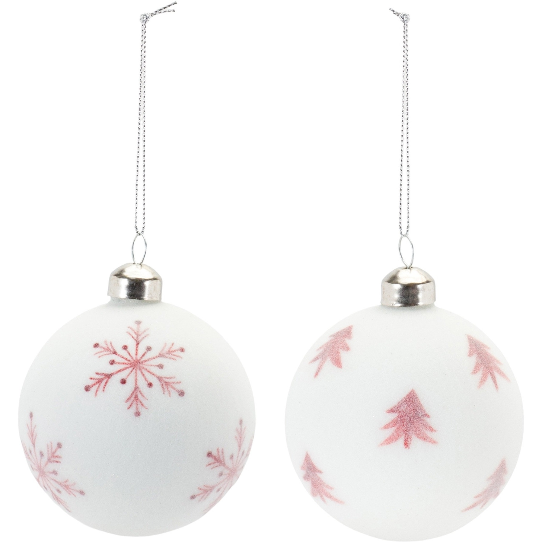 Frosted Snowflake and Tree Ball Ornament (Set of 12)