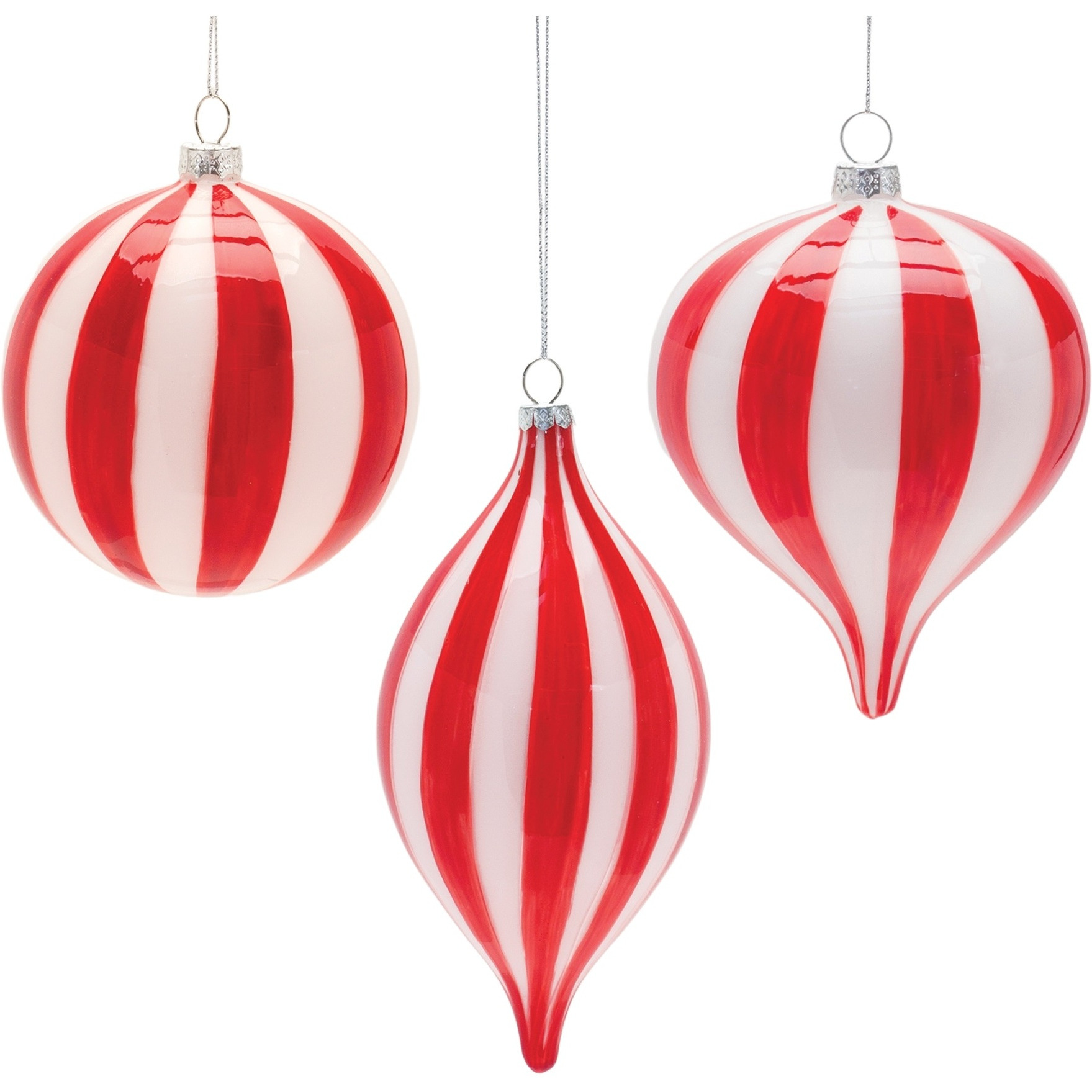 Striped Glass Ornament (Set of 6)