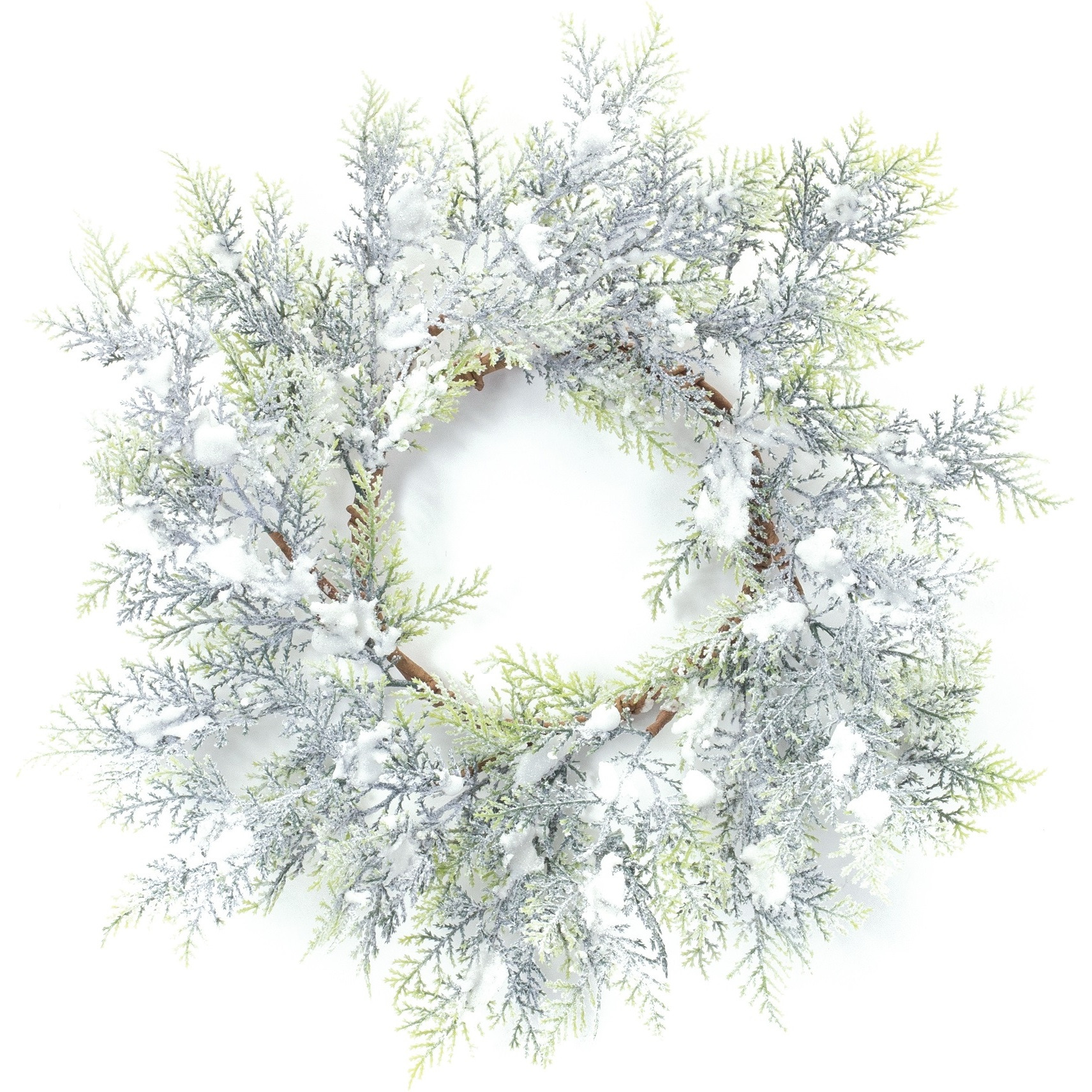 Flocked Cedar Wreath 15&quotD