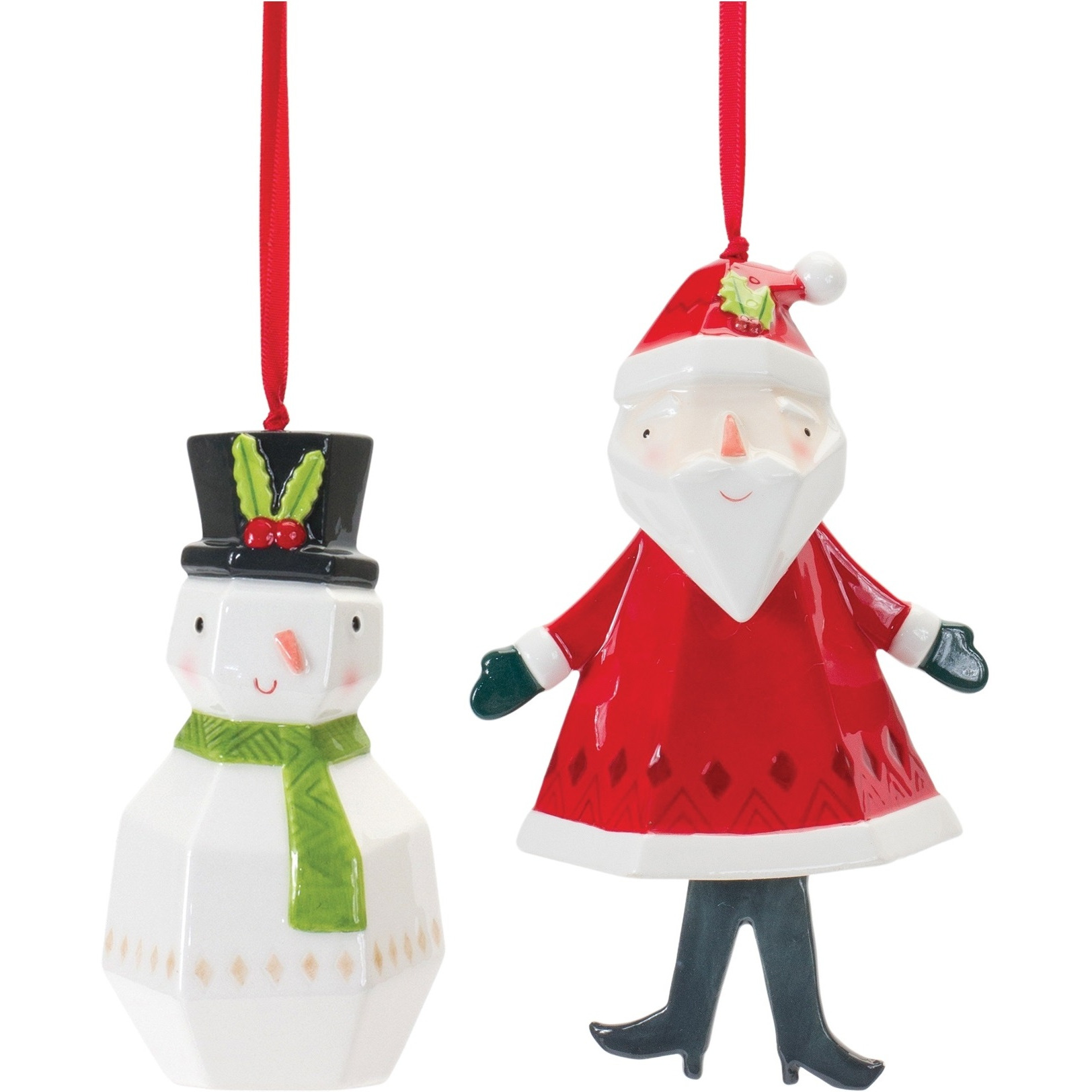 Whimsical Santa and Snowman Ornament (Set of 6)