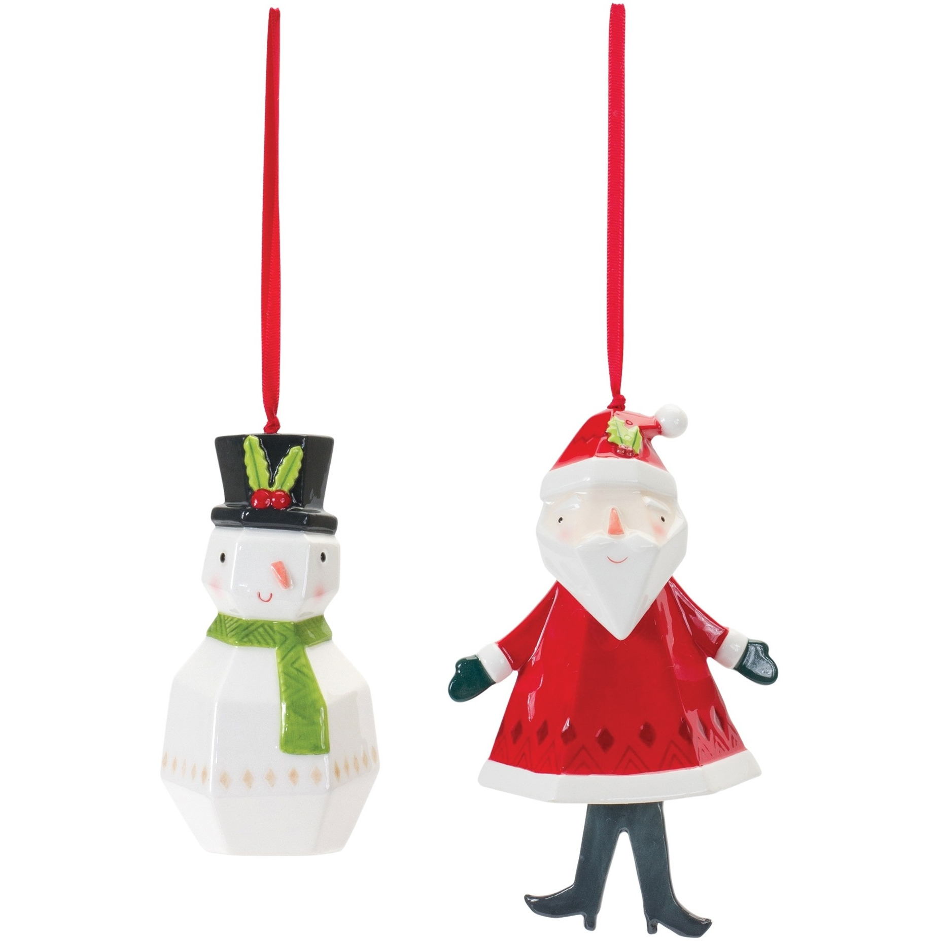 Whimsical Santa and Snowman Ornament (Set of 6)