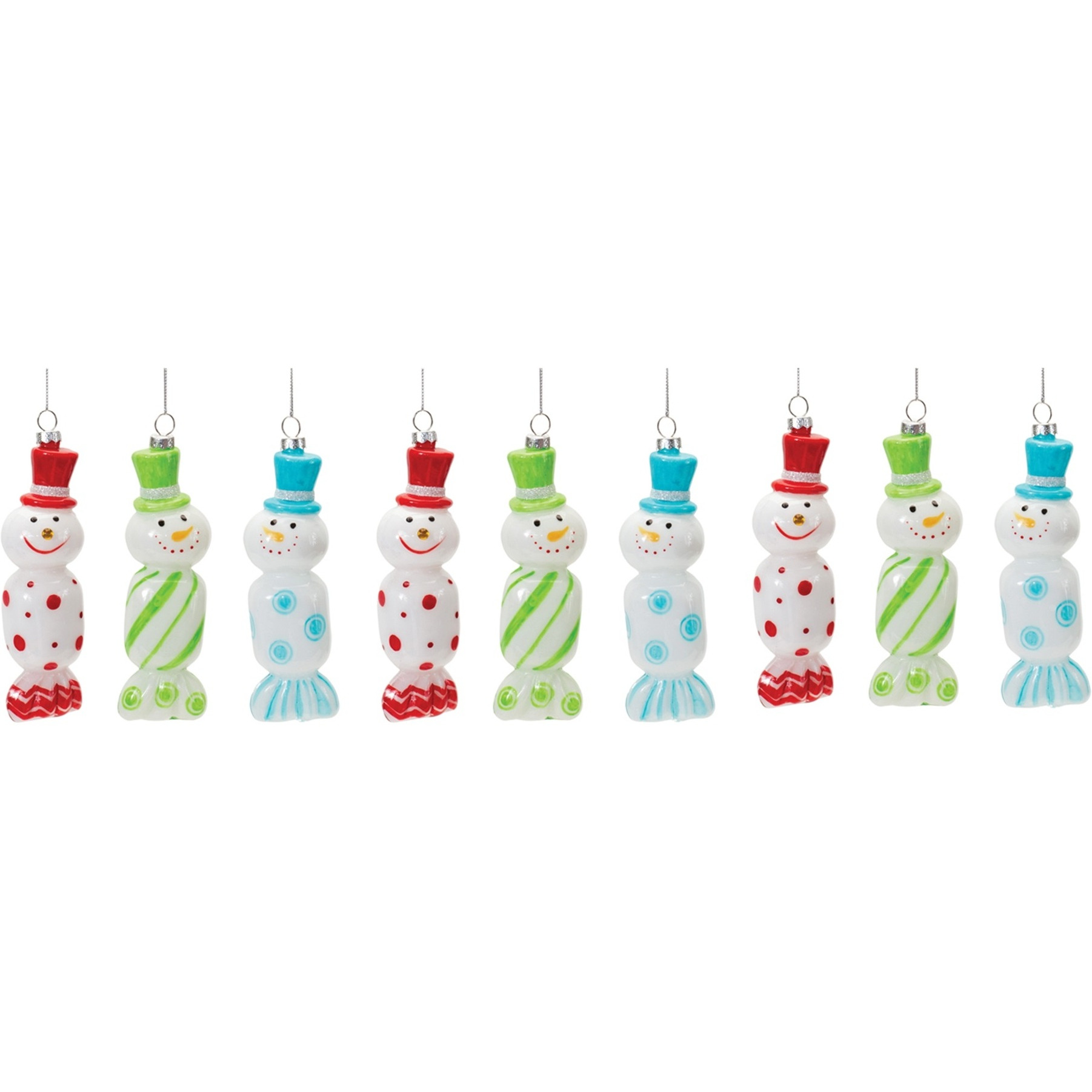 Glass Snowman Candy Ornament (Set of 12)