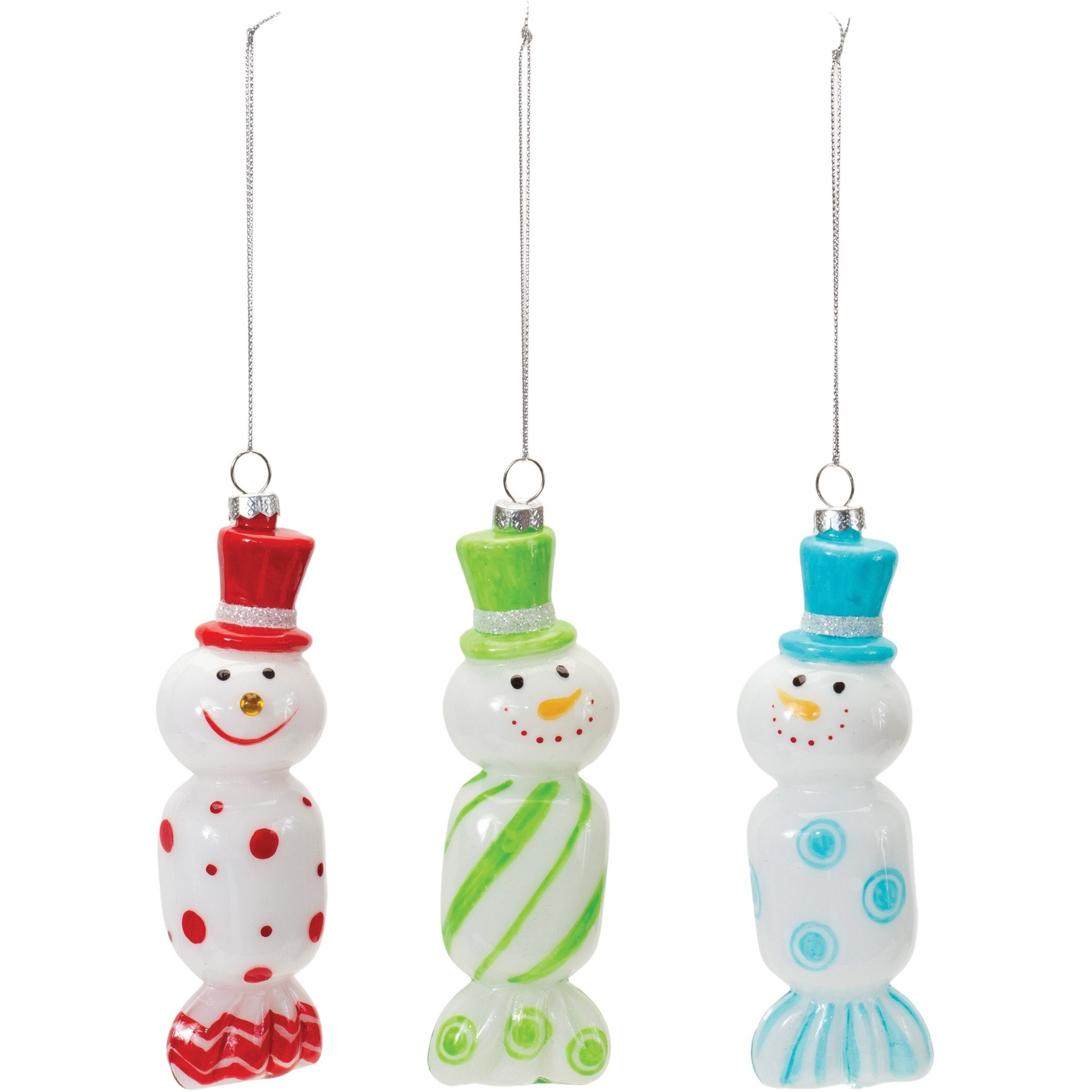 Glass Snowman Candy Ornament (Set of 12)