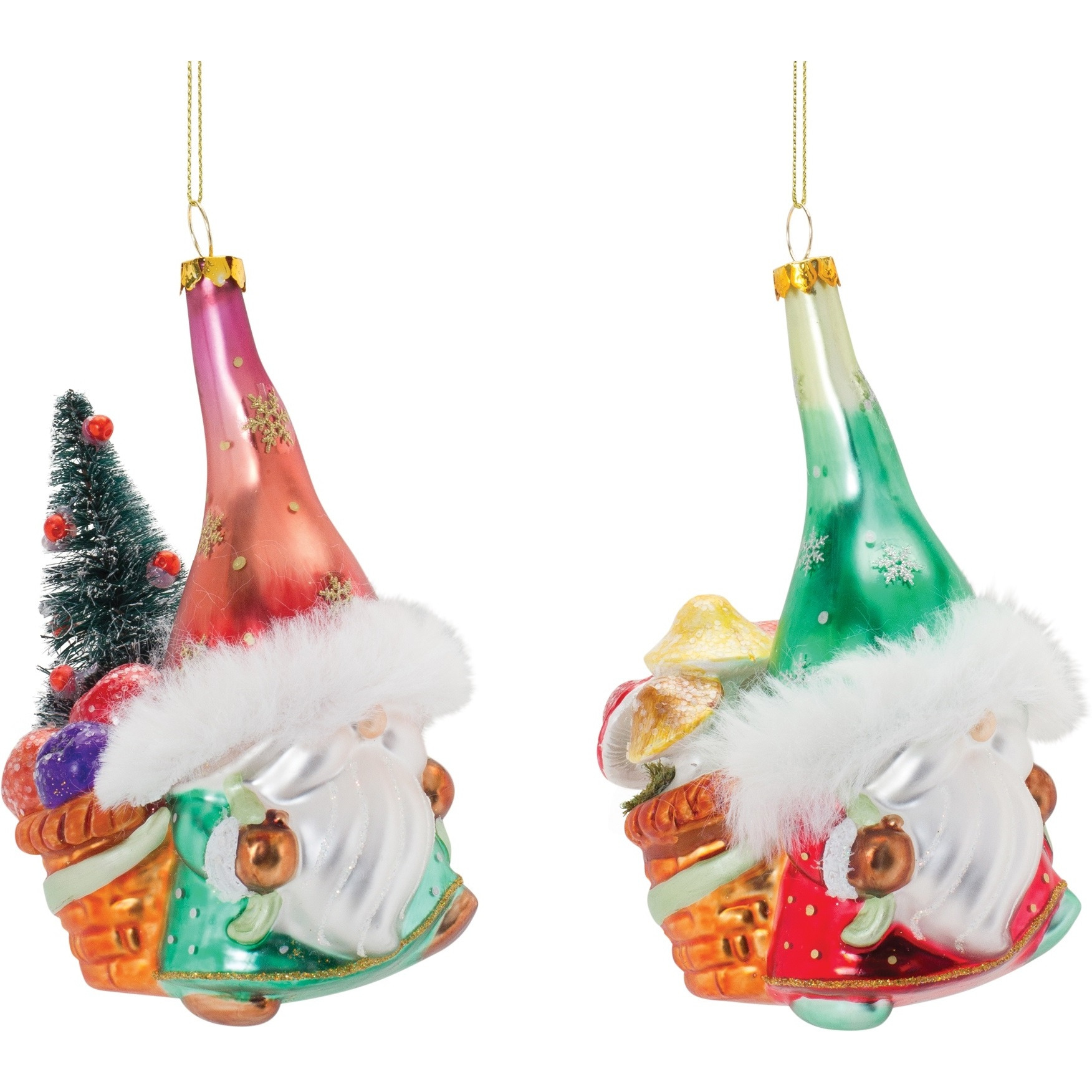 Glass Santa Gnome Ornament (Set of 6)