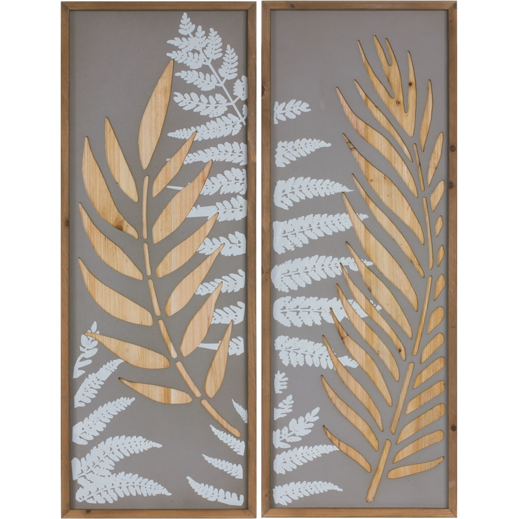 Wood Framed Fern Panel Wall Art (Set of 2)