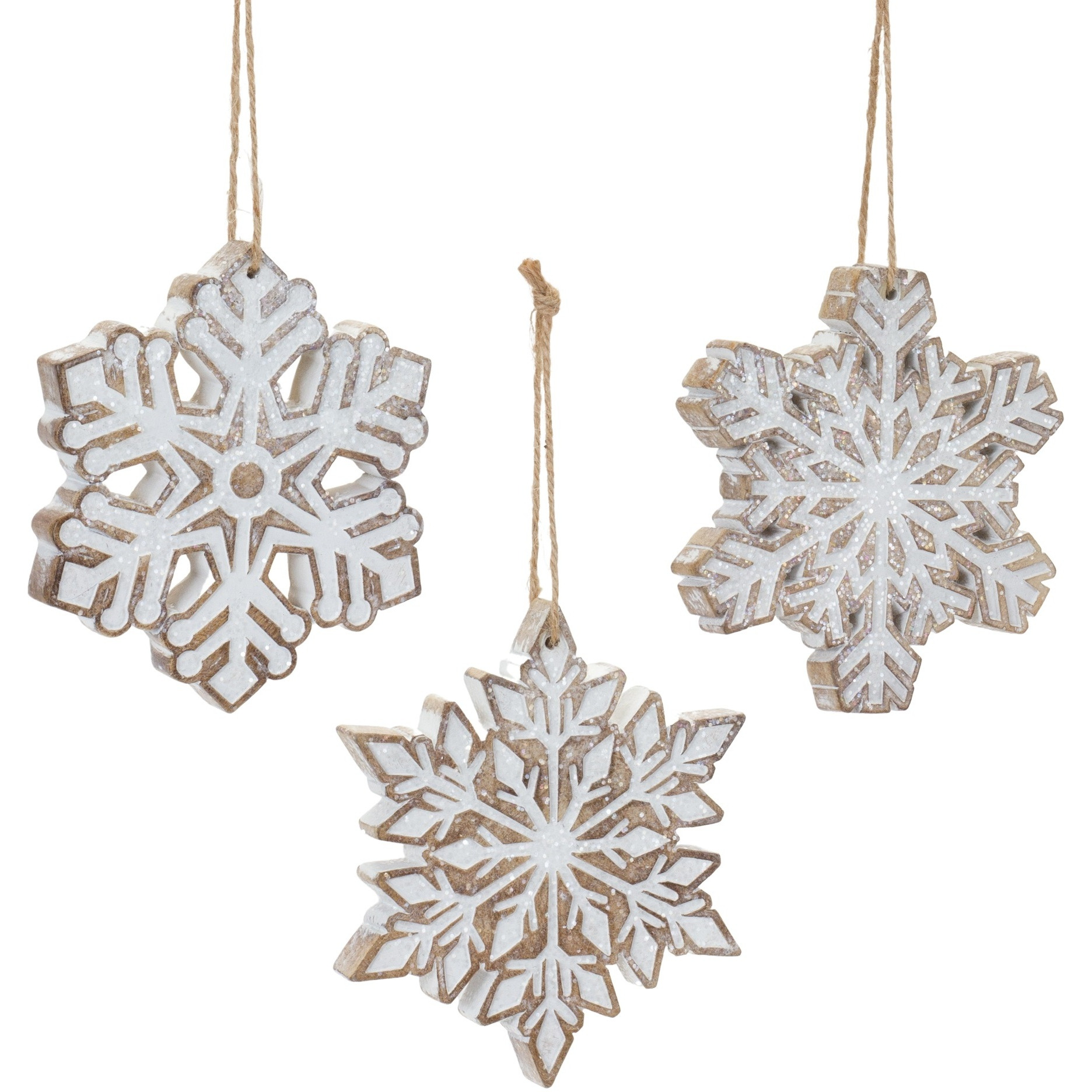 Glittered Snowflake Ornament (Set of 3)