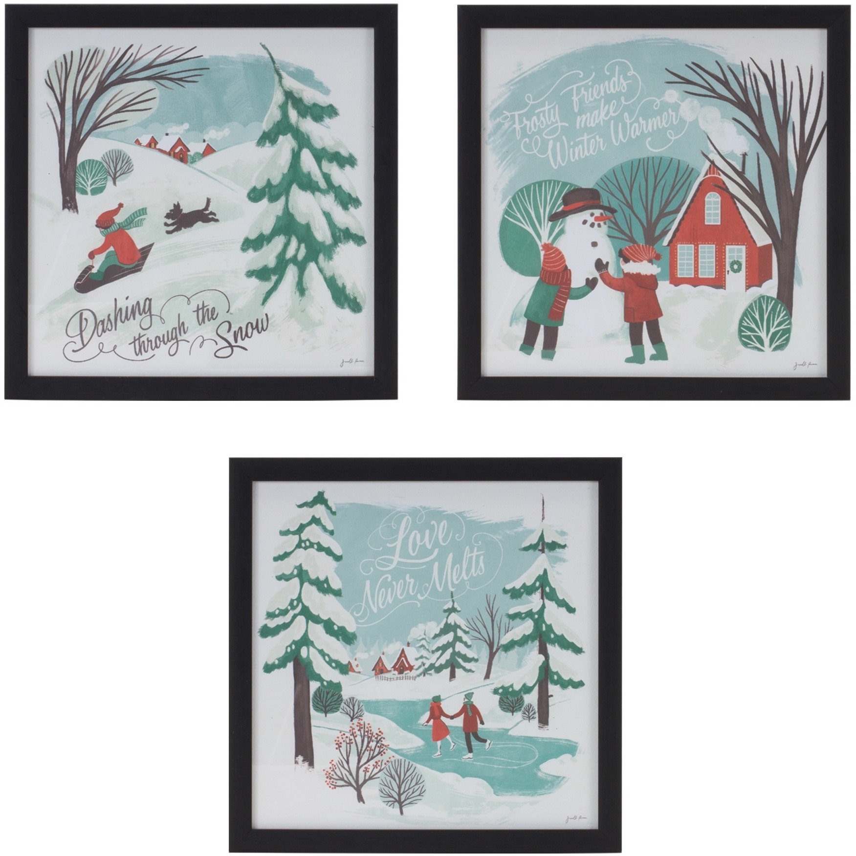 Framed Winter Scene Wall Art (Set of 3)