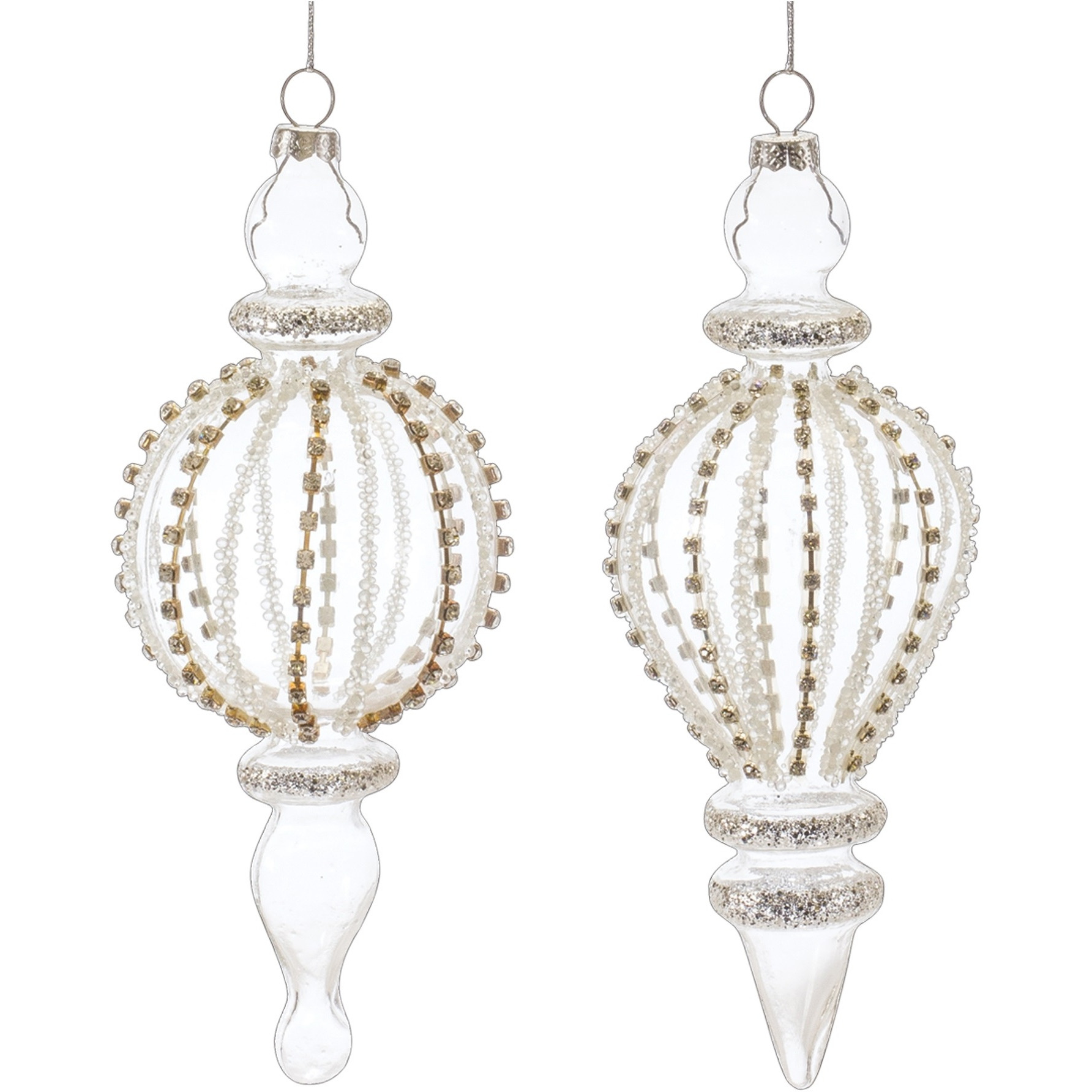 Jeweled Glass Finial Drop Ornament (Set of 6)