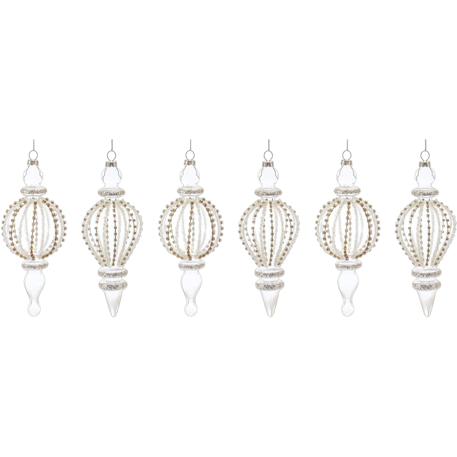 Jeweled Glass Finial Drop Ornament (Set of 6)