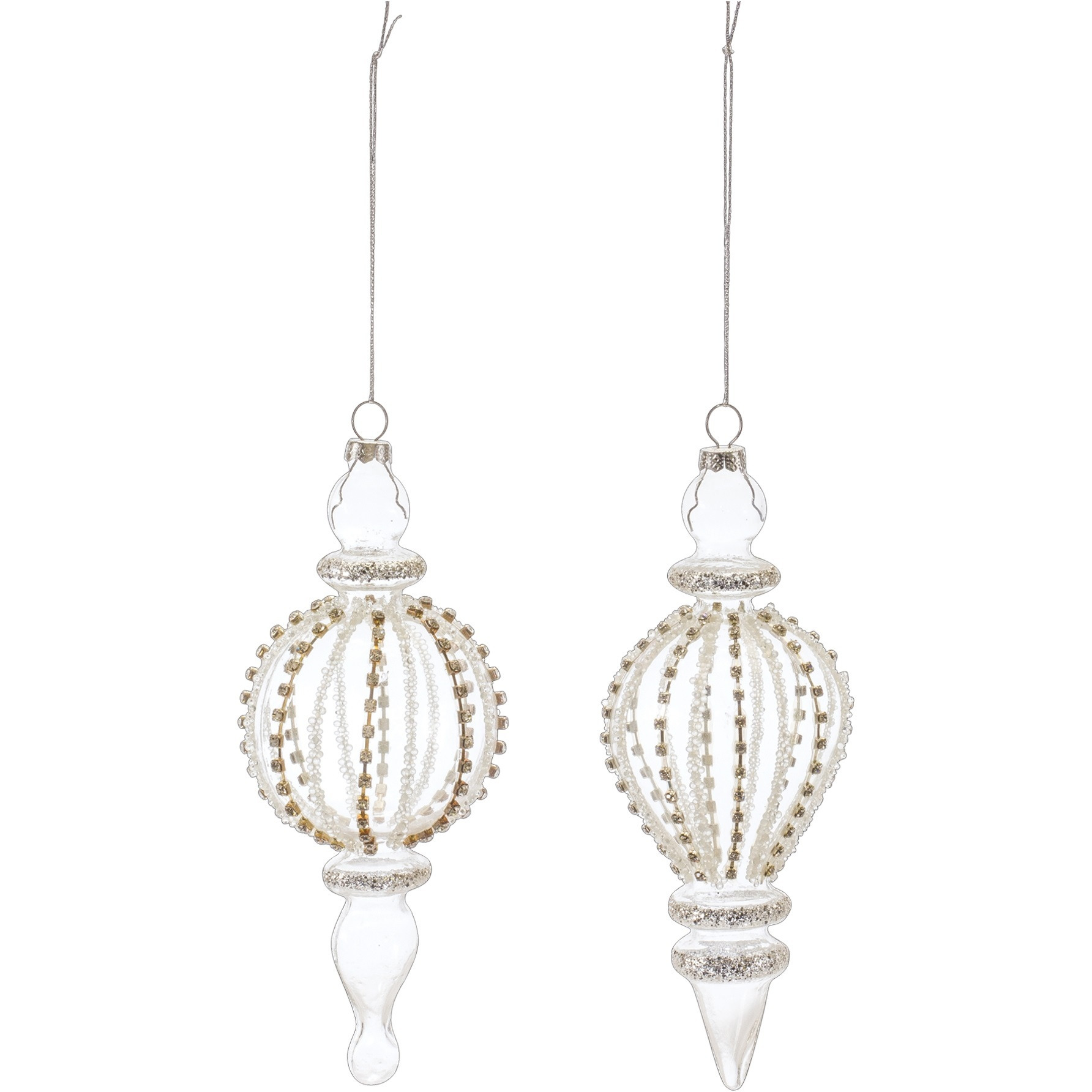 Jeweled Glass Finial Drop Ornament (Set of 6)