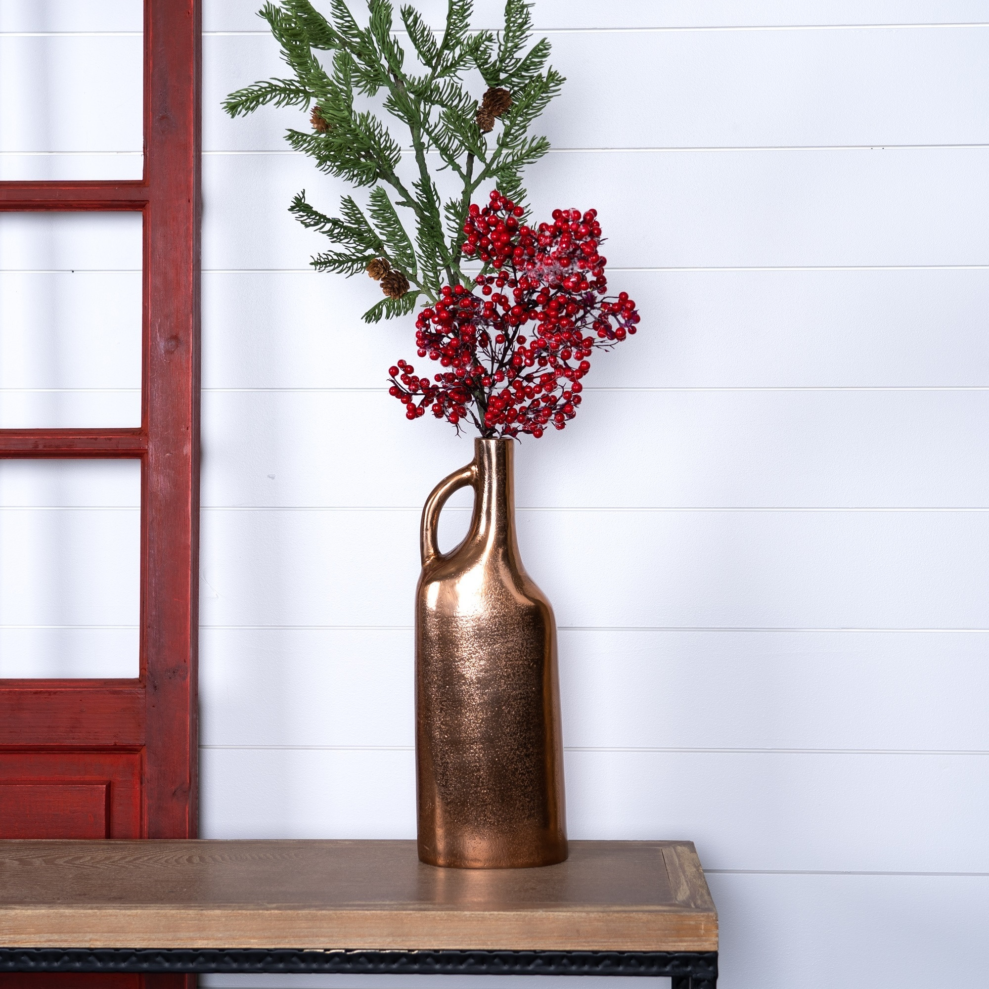 Copper Metal Bottle Vase 12&quotH