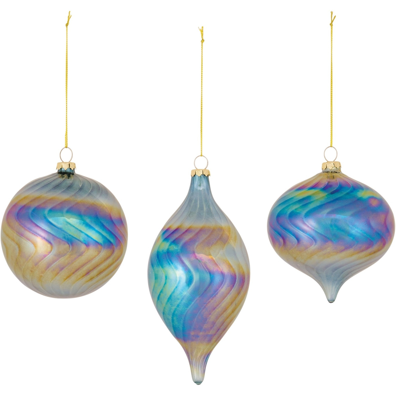 Irredescent Glass Swirl Ornament (Set of 6)