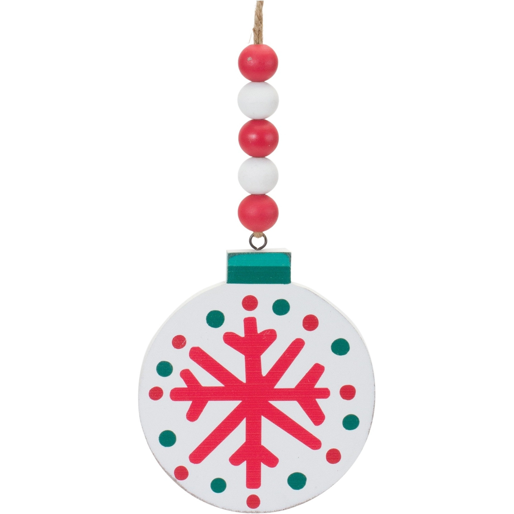 Wood Beaded Snowflake Ornament (Set of 12)