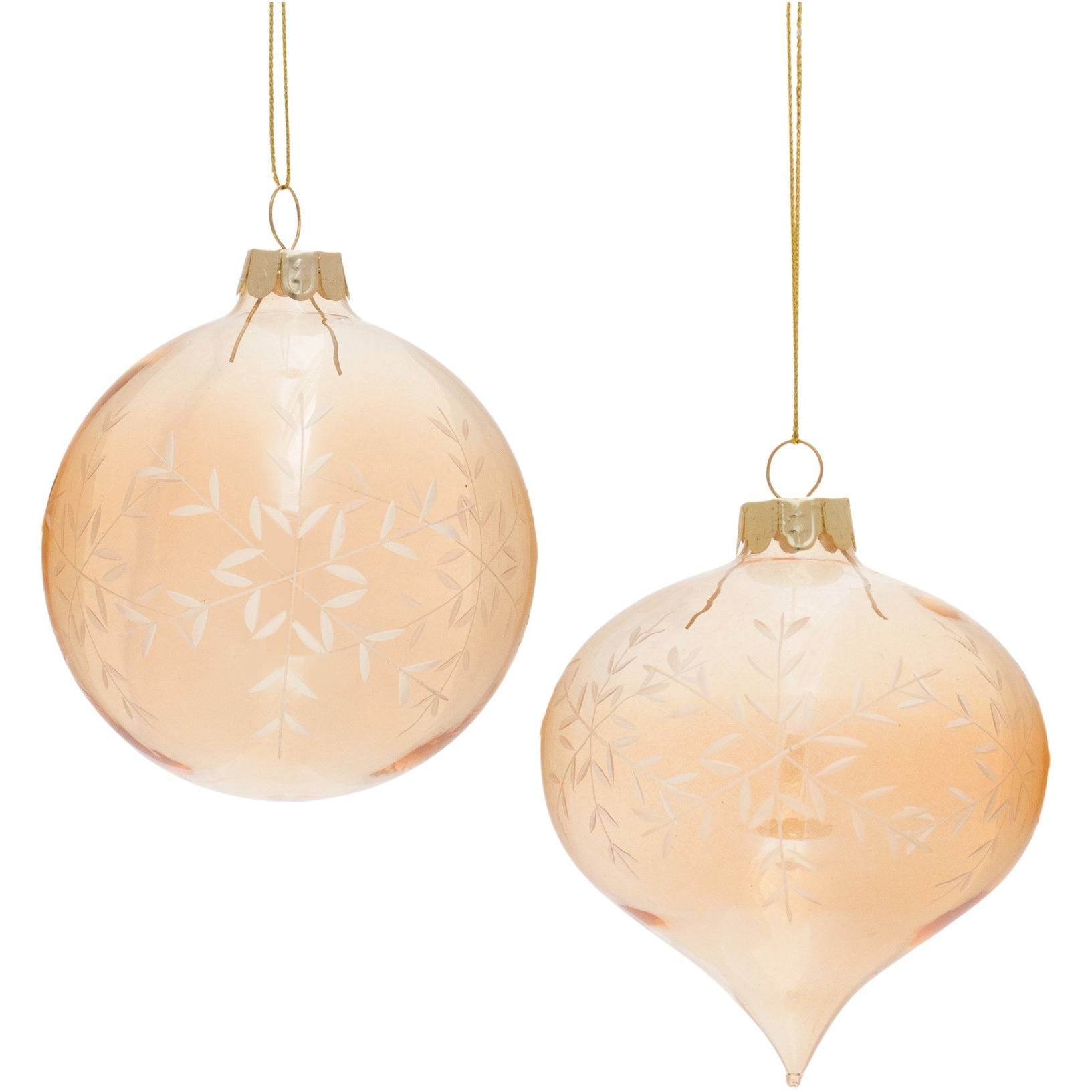Snowflake Etched Glass Ornament (Set of 12)