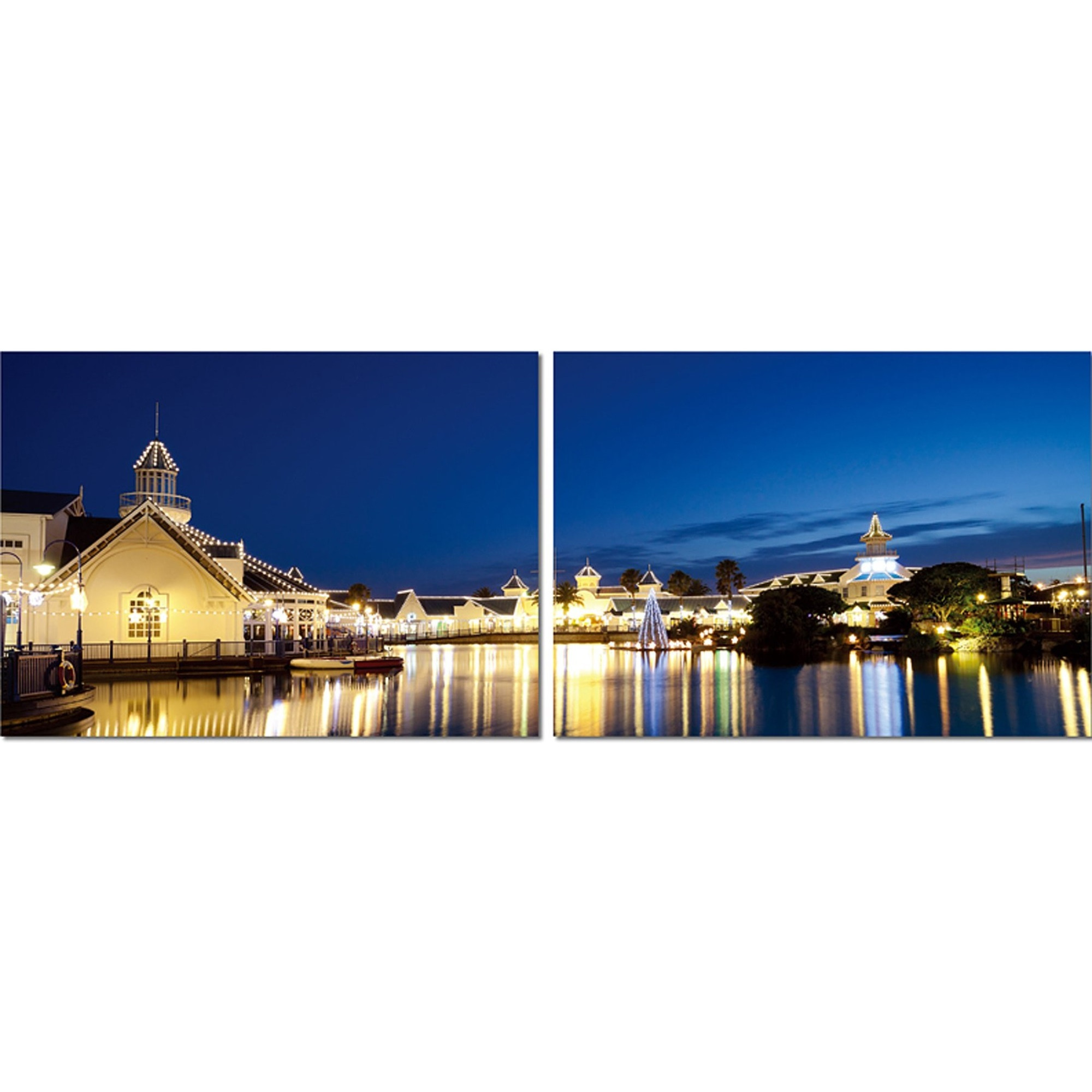 Baxton Studio Port Elizabeth Nightlife Mounted Photography Print Diptych