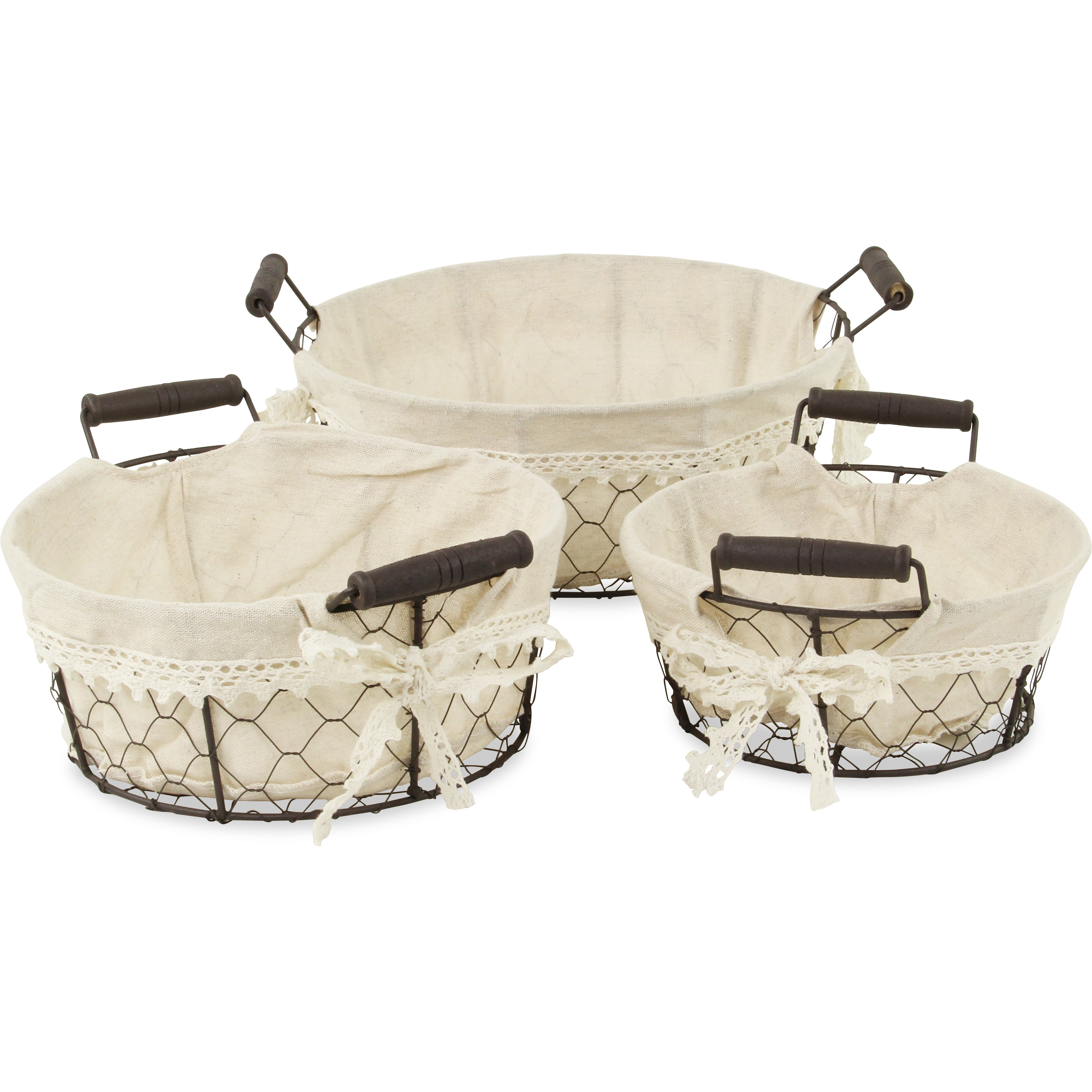 Raphina Set of 3 Lined Wire Trays - Round