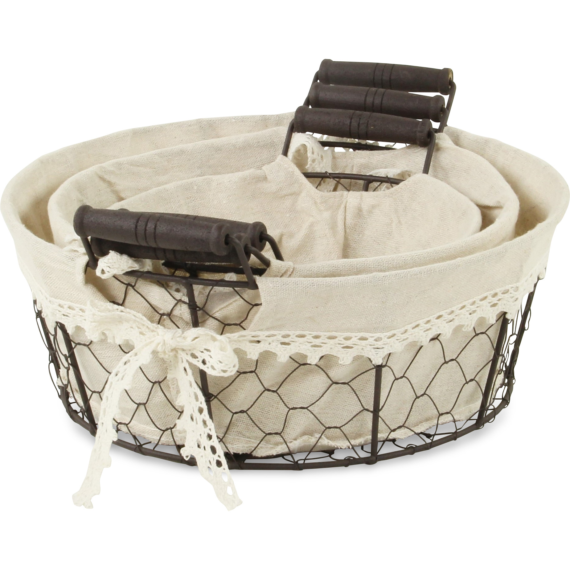 Raphina Set of 3 Lined Wire Trays - Round