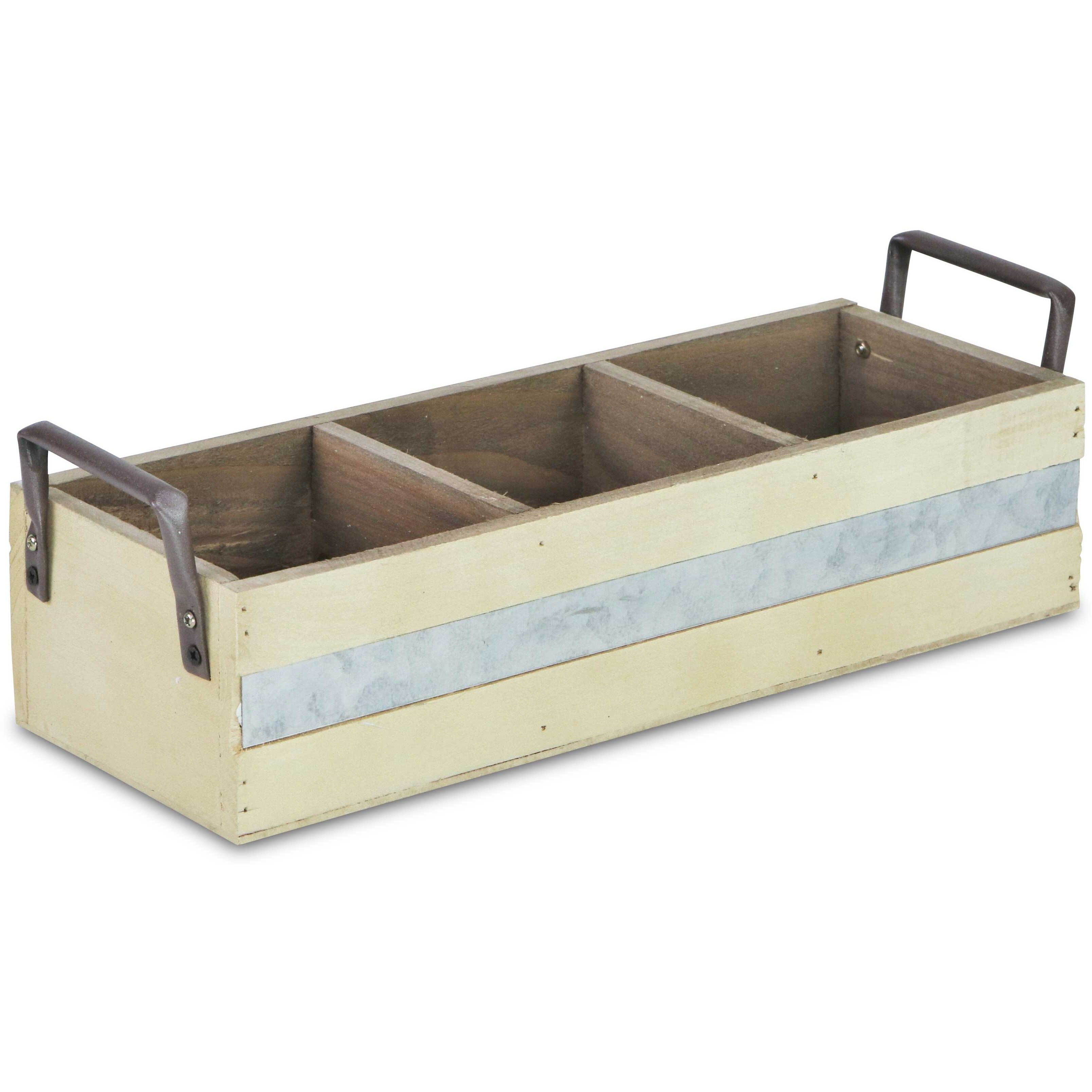 Reid Wooden 3 Slot Storage Caddy - Rustic White