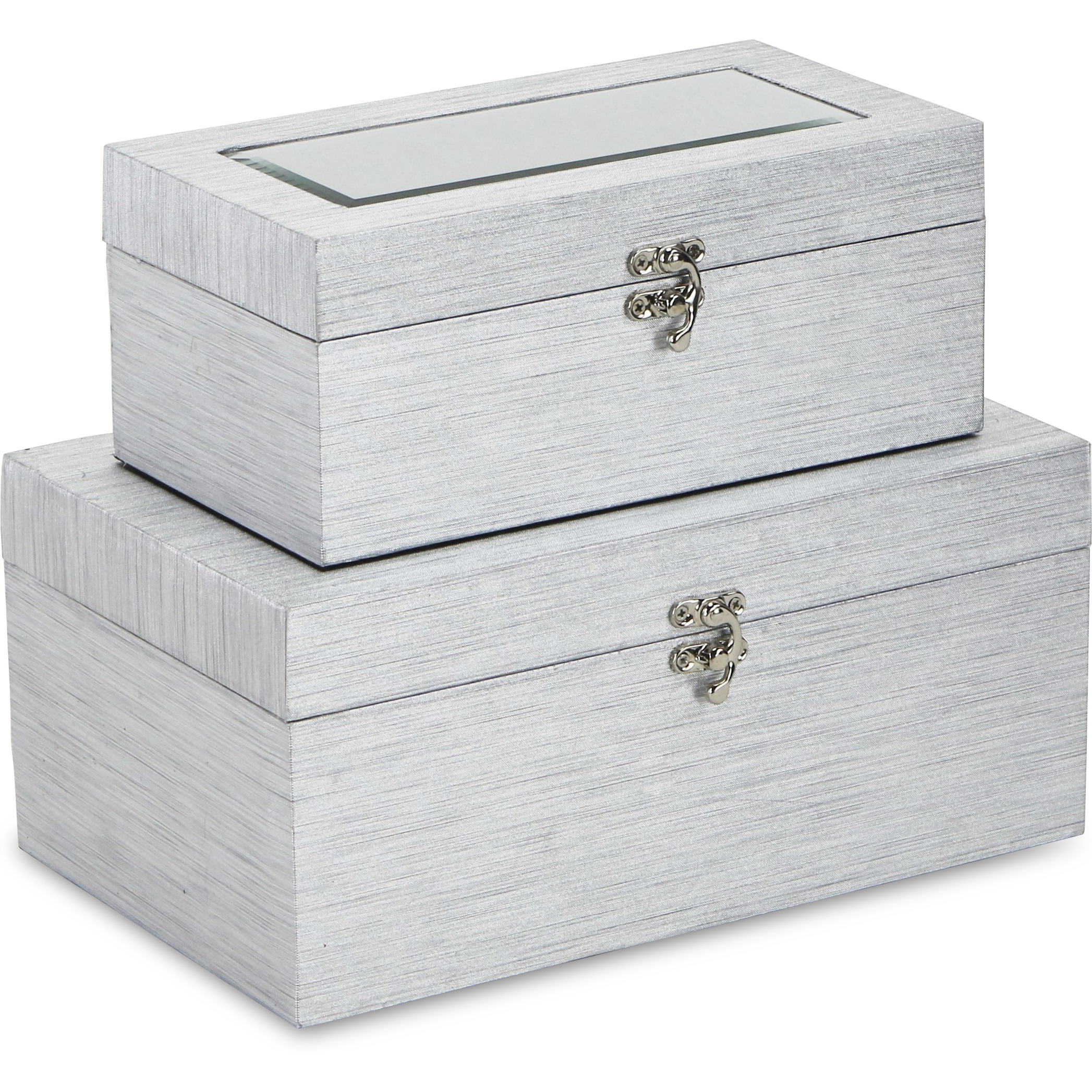Fidela Set of 2 Silver Vinyl Boxes