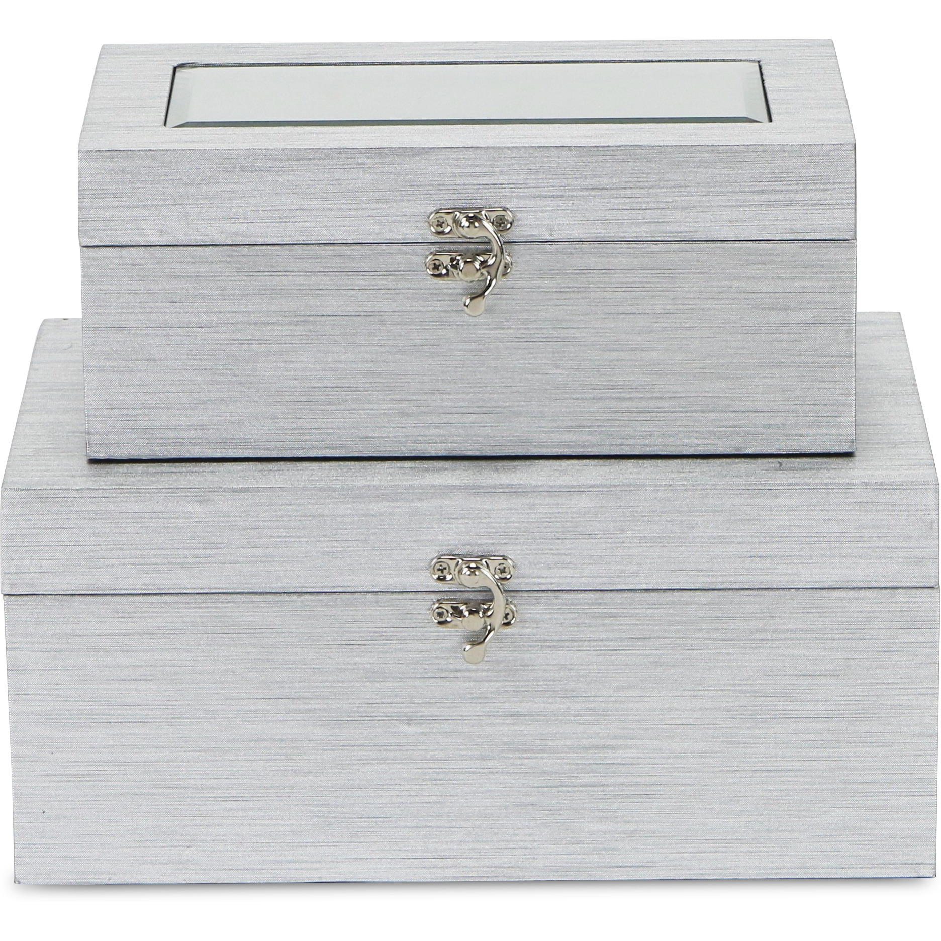 Fidela Set of 2 Silver Vinyl Boxes