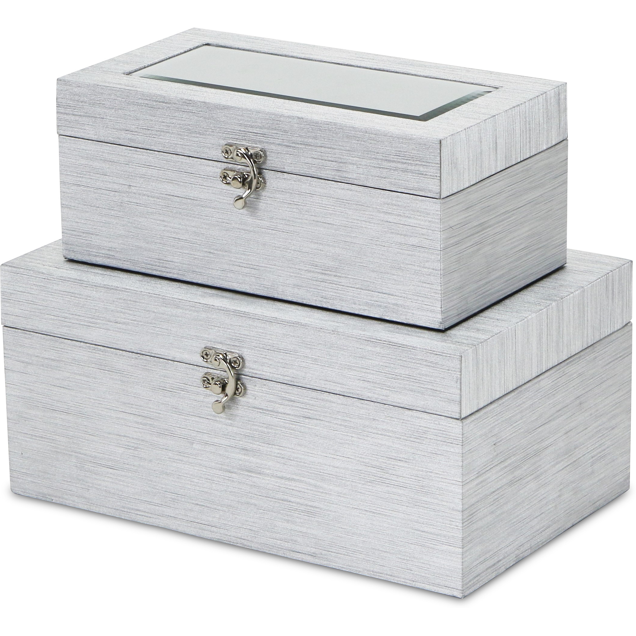 Fidela Set of 2 Silver Vinyl Boxes