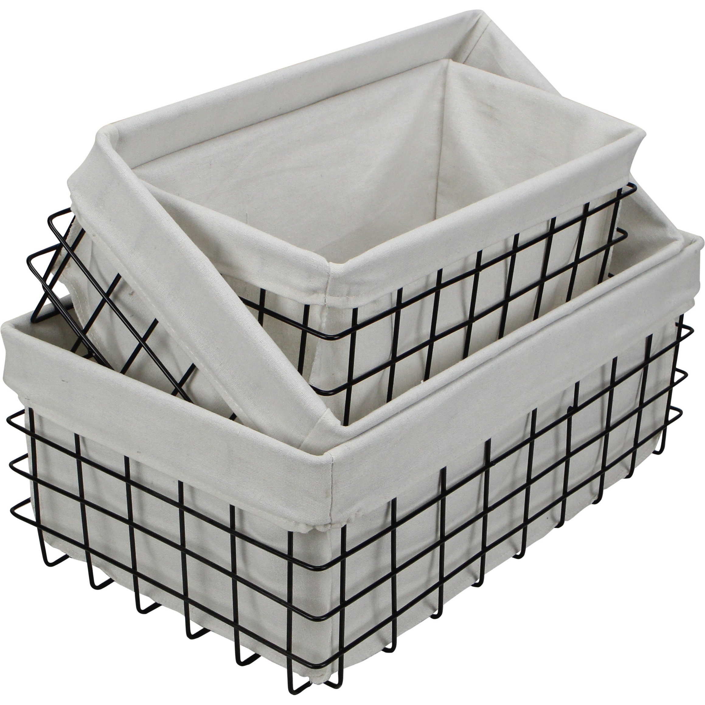 Esker Set of 3 Lined Metal Wire Rectangular Baskets