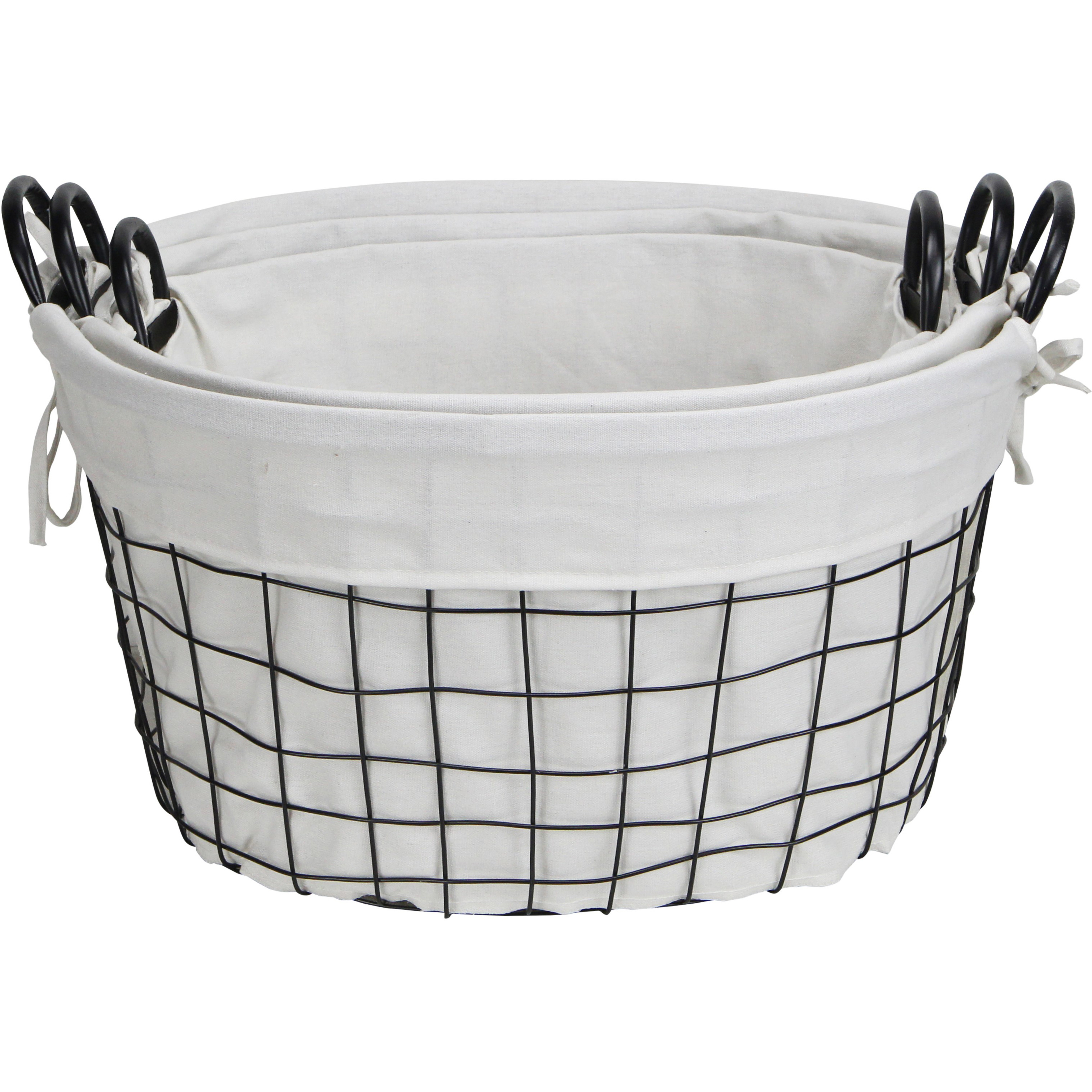 Esker Set of 3 Lined Metal Wire Oval Baskets