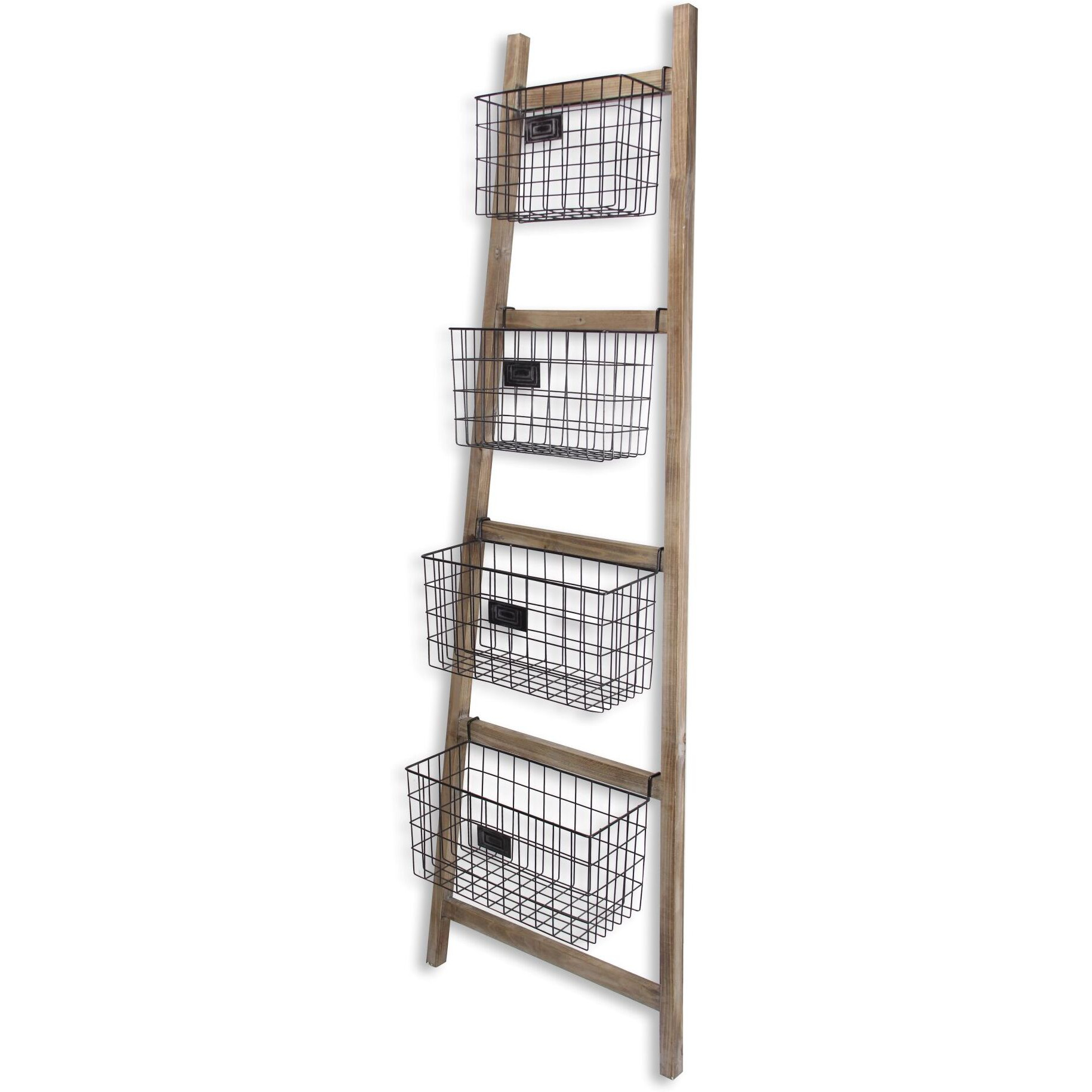 Saffon Wood Storage Ladder | 4 Basket Tiers