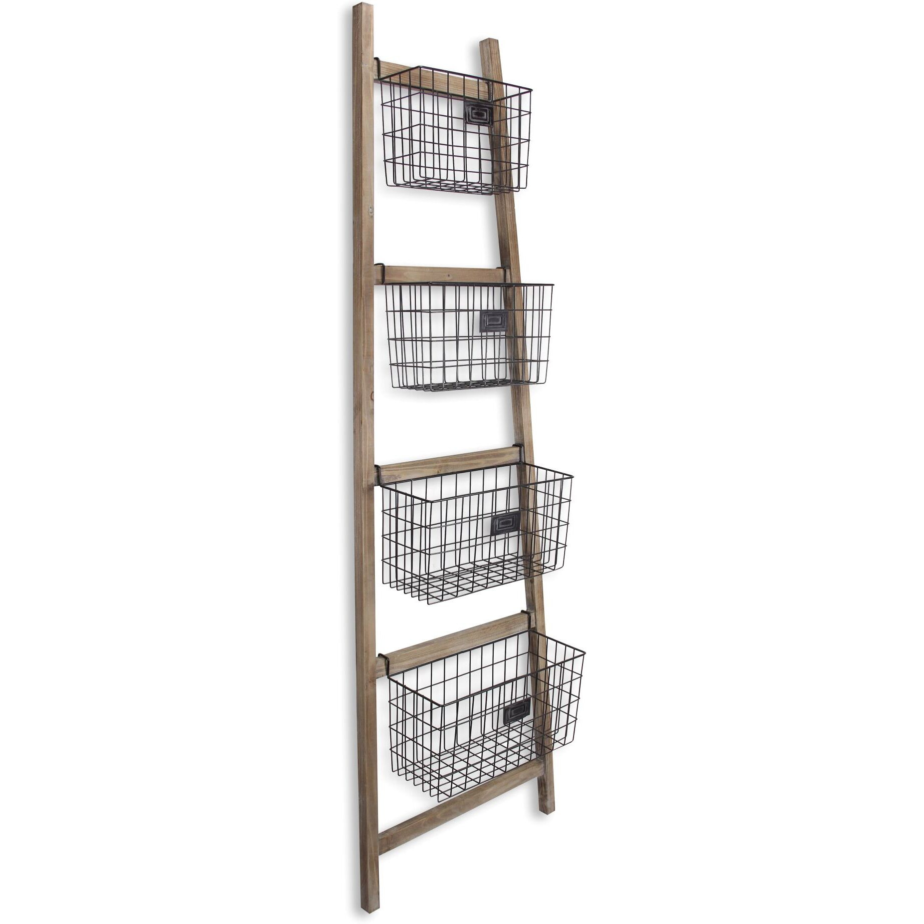 Saffon Wood Storage Ladder | 4 Basket Tiers