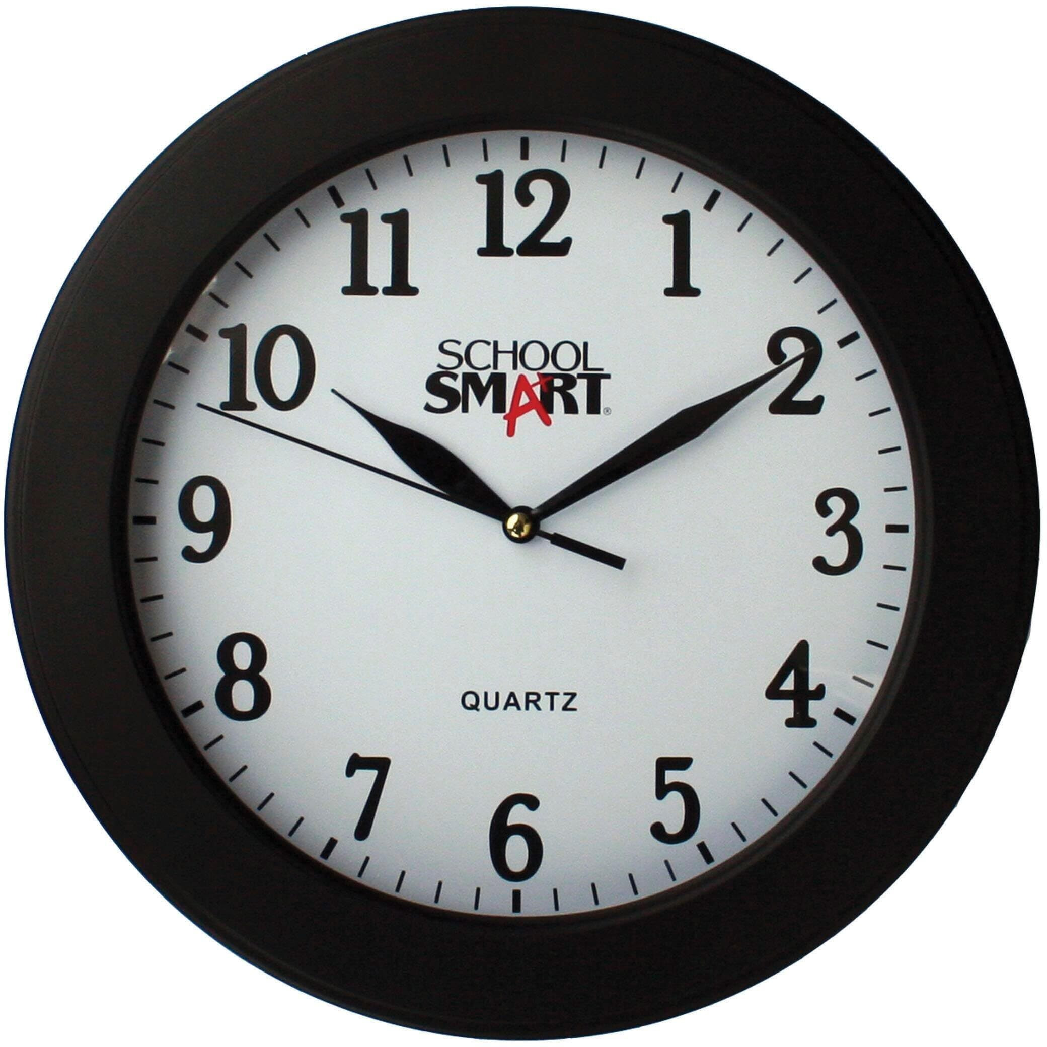 School Smart Wall Clock 10 in White Dial/Black Frame