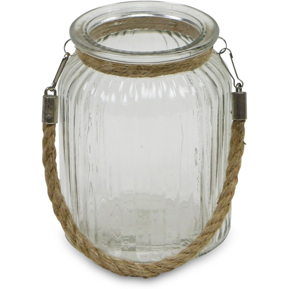 Golena Ribbed Round Jar with Rope Wrapped Neck