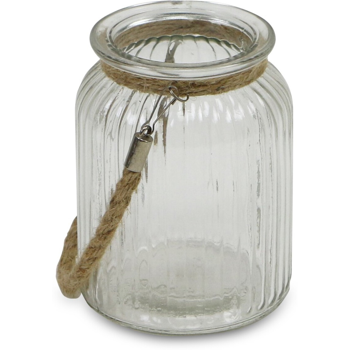 Golena Ribbed Round Jar with Rope Wrapped Neck